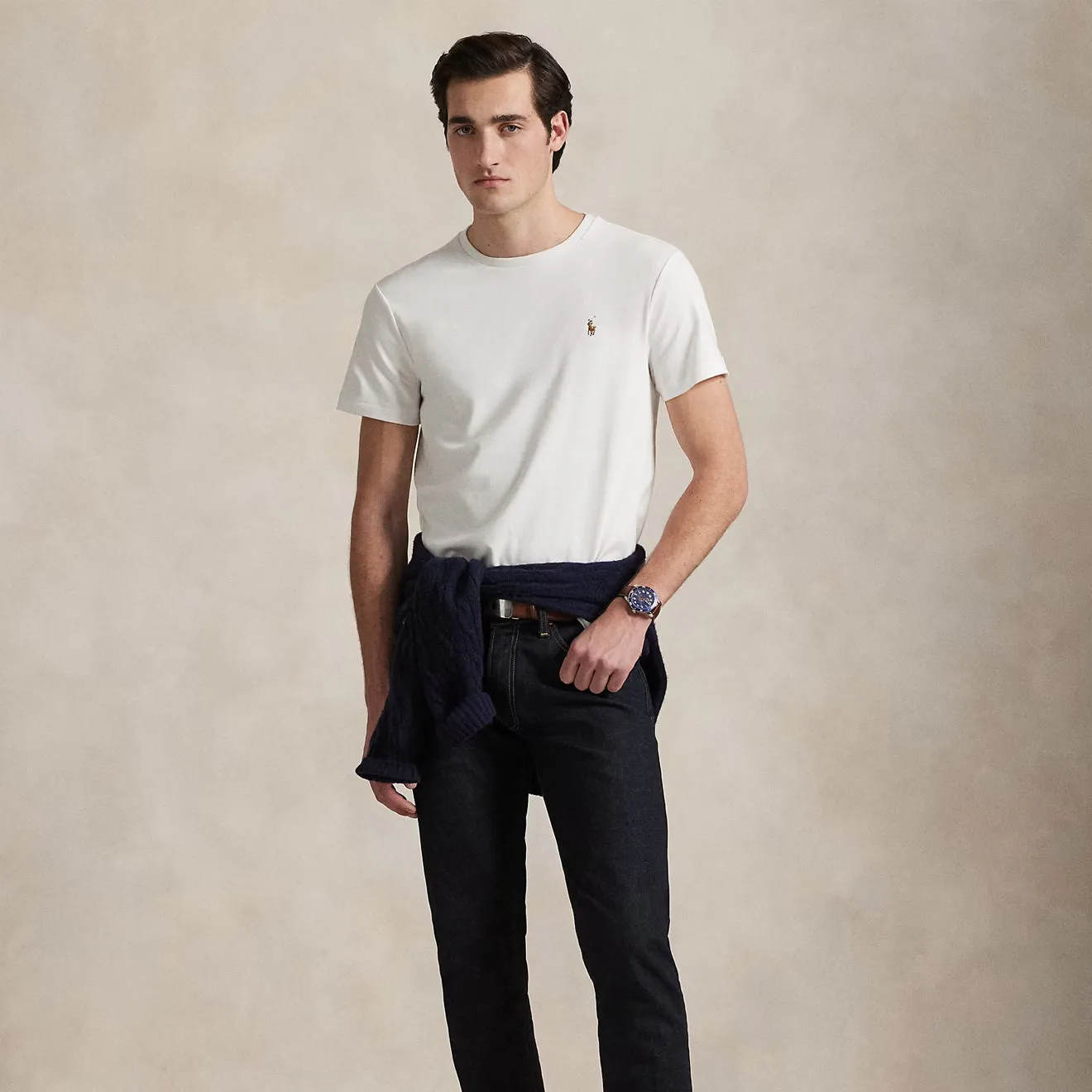 Polo Ralph Lauren Custom Slim Fit Soft Cotton T-Shirt White Versatile Fashion