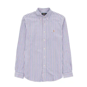 Polo Ralph Lauren Striped Oxford Shirt Blue Pink Multi Quick Release Cuffs Corporate Retreat