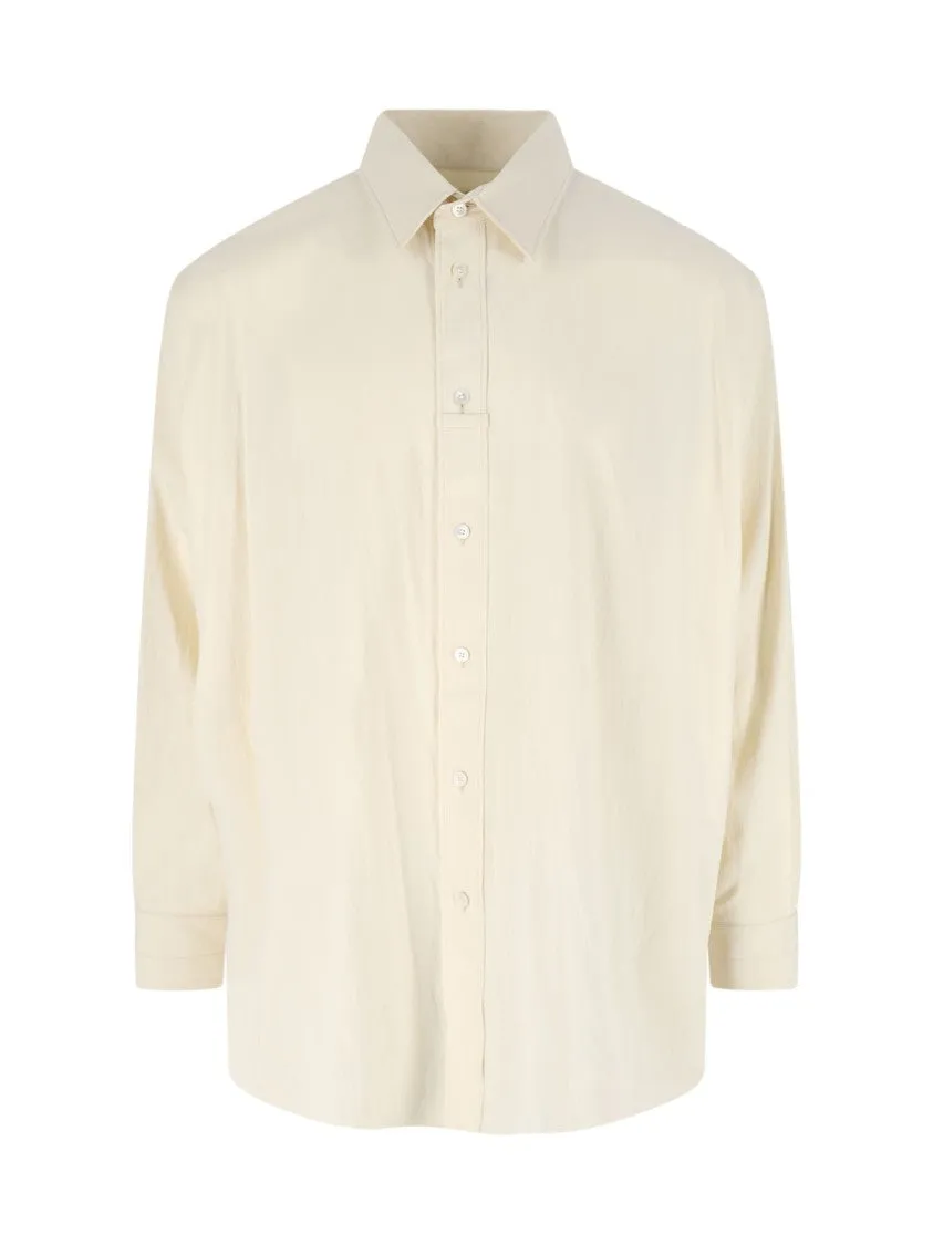 Vibrant color Classic Collared Shirt With Curved Hem