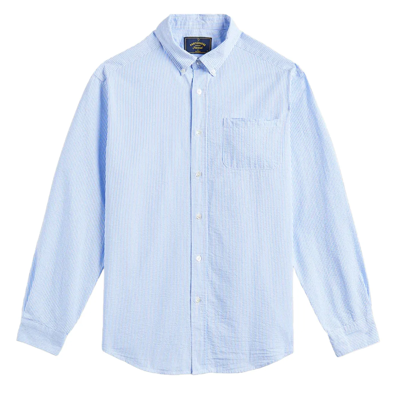 Portuguese Flannel Atlantico Stripe L/S Shirt Blue Mesh Insert