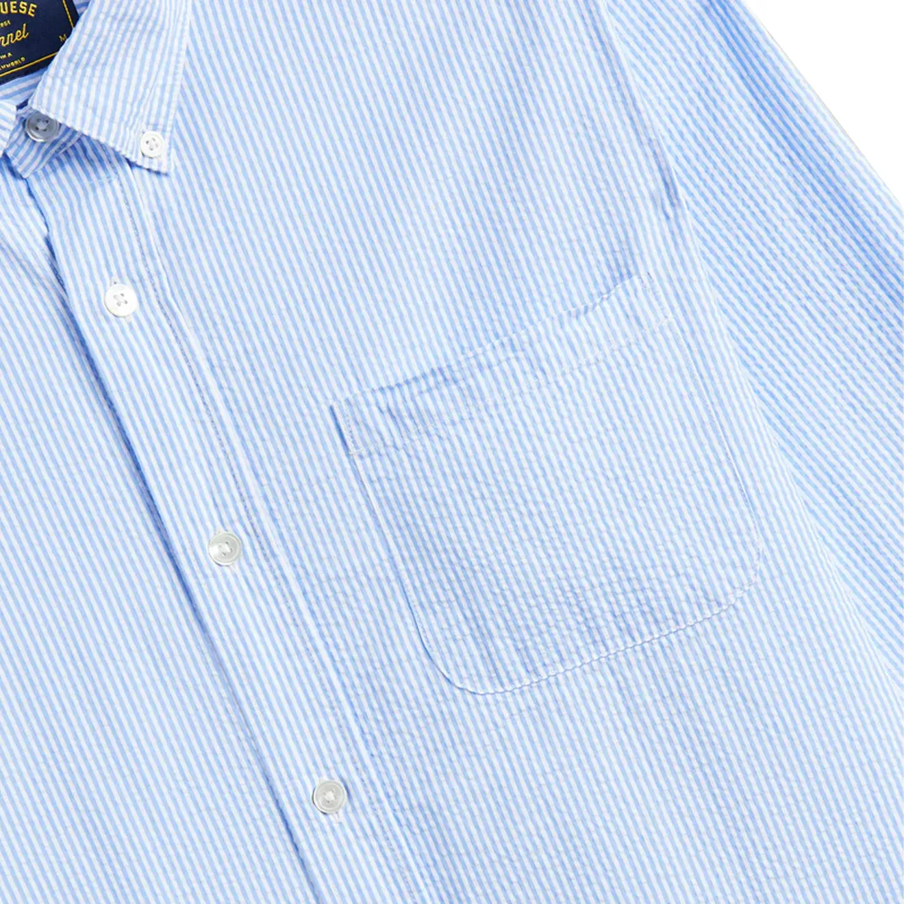 Structured Shoulder Support Portuguese Flannel Atlantico Stripe L/S Shirt Blue