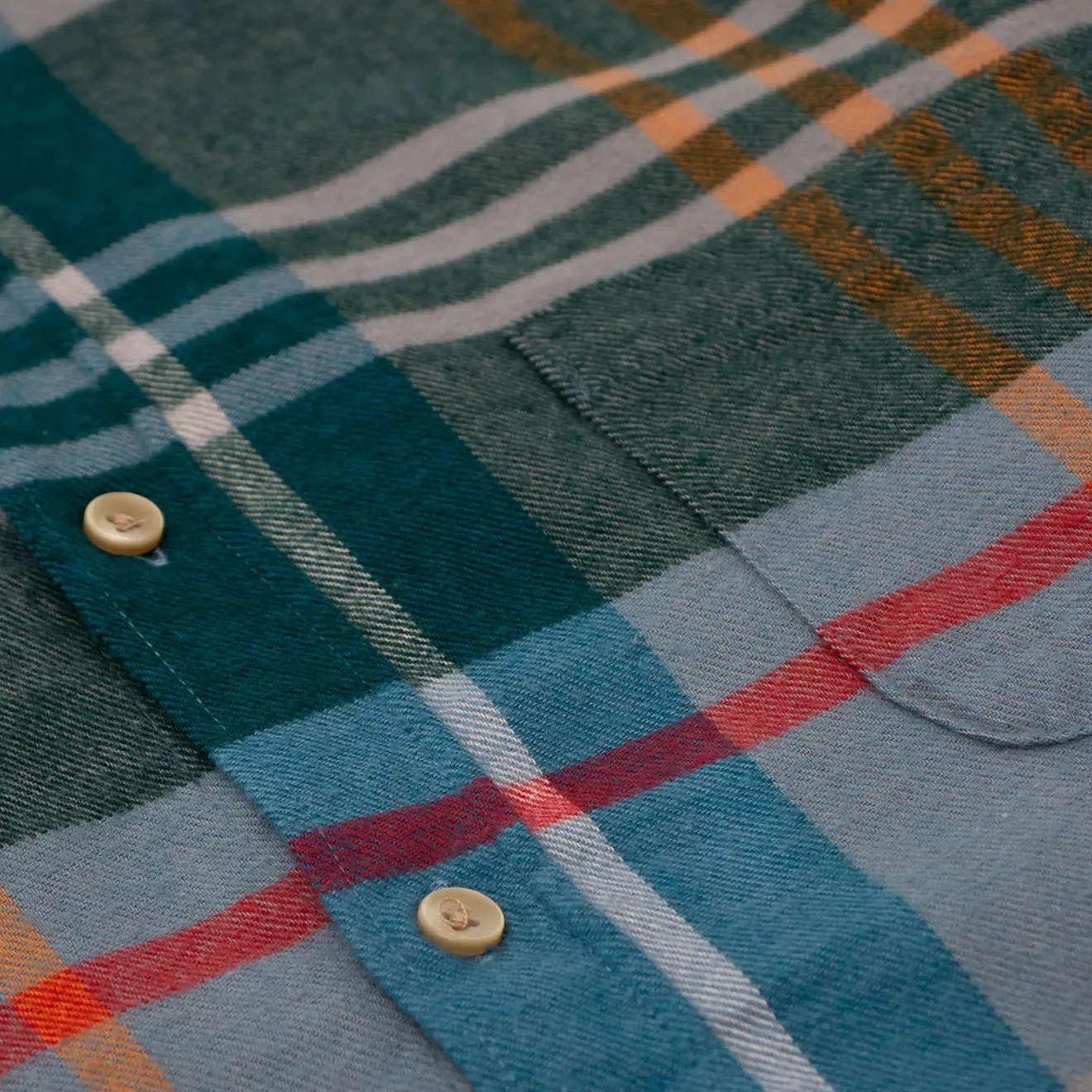 Portuguese Flannel Button Down Realm Shirt Light Blue Check Snag Free Surface Workwear Casual