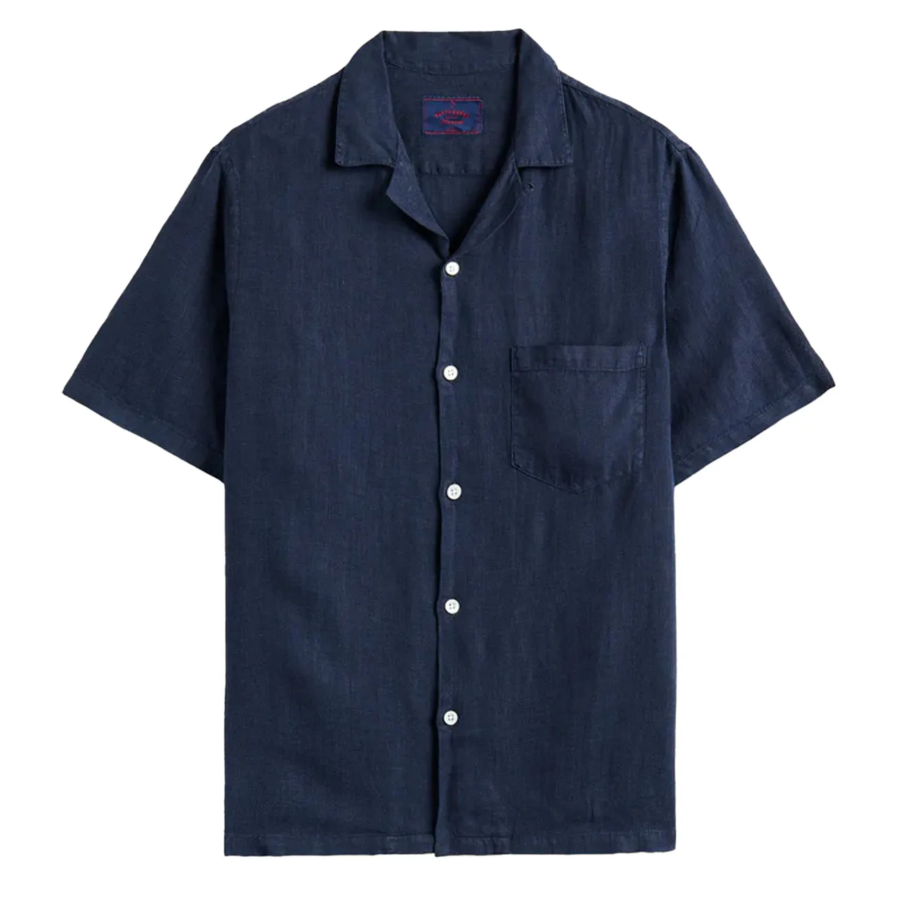 Light Option Portuguese Flannel Linen Camp Collar S/S shirt Navy