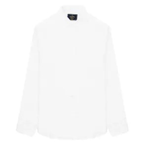 Layered Sleeve Cuffs Metallic Finish Portuguese Flannel L/S Linen Shirt White