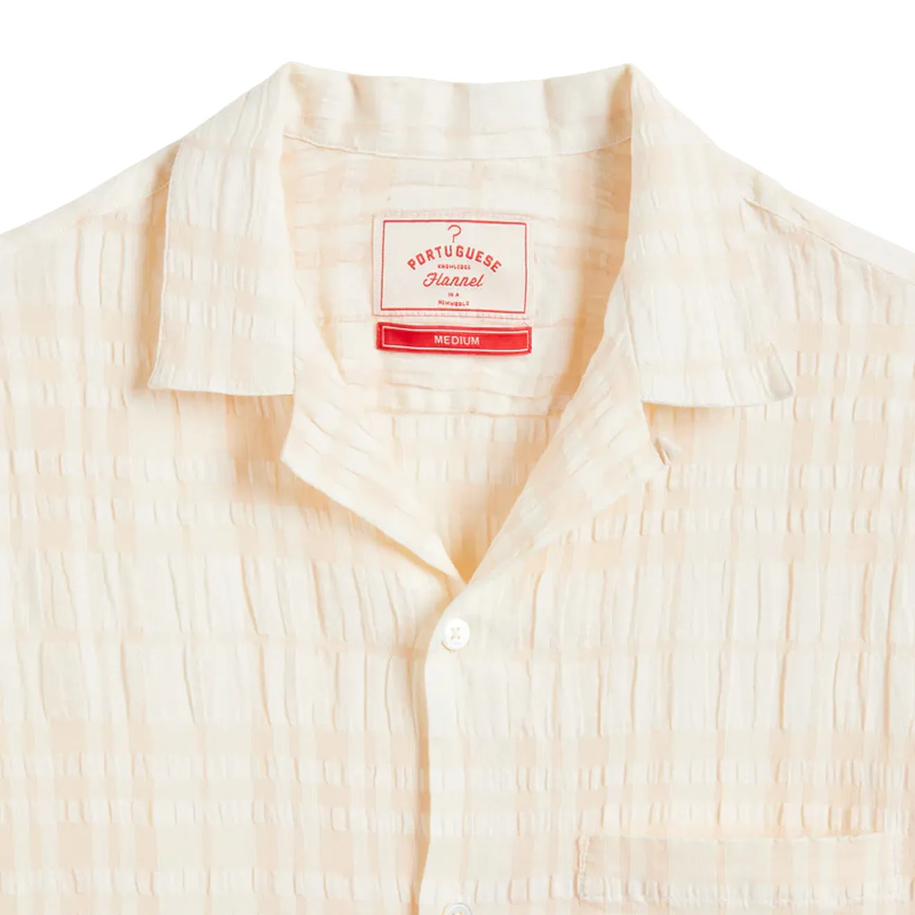 Portuguese Flannel Malcom S/S shirt Cream Tailored Fit Wedding guest