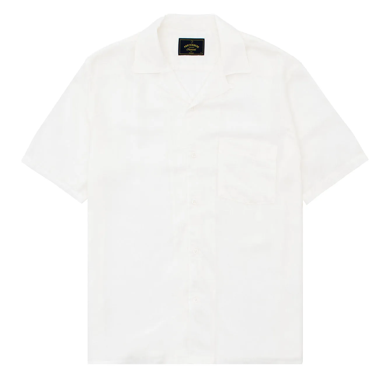 Portuguese Flannel S/S Camp Shirt Modal Jacquard Palm Tree White Odor control Smart Appearance