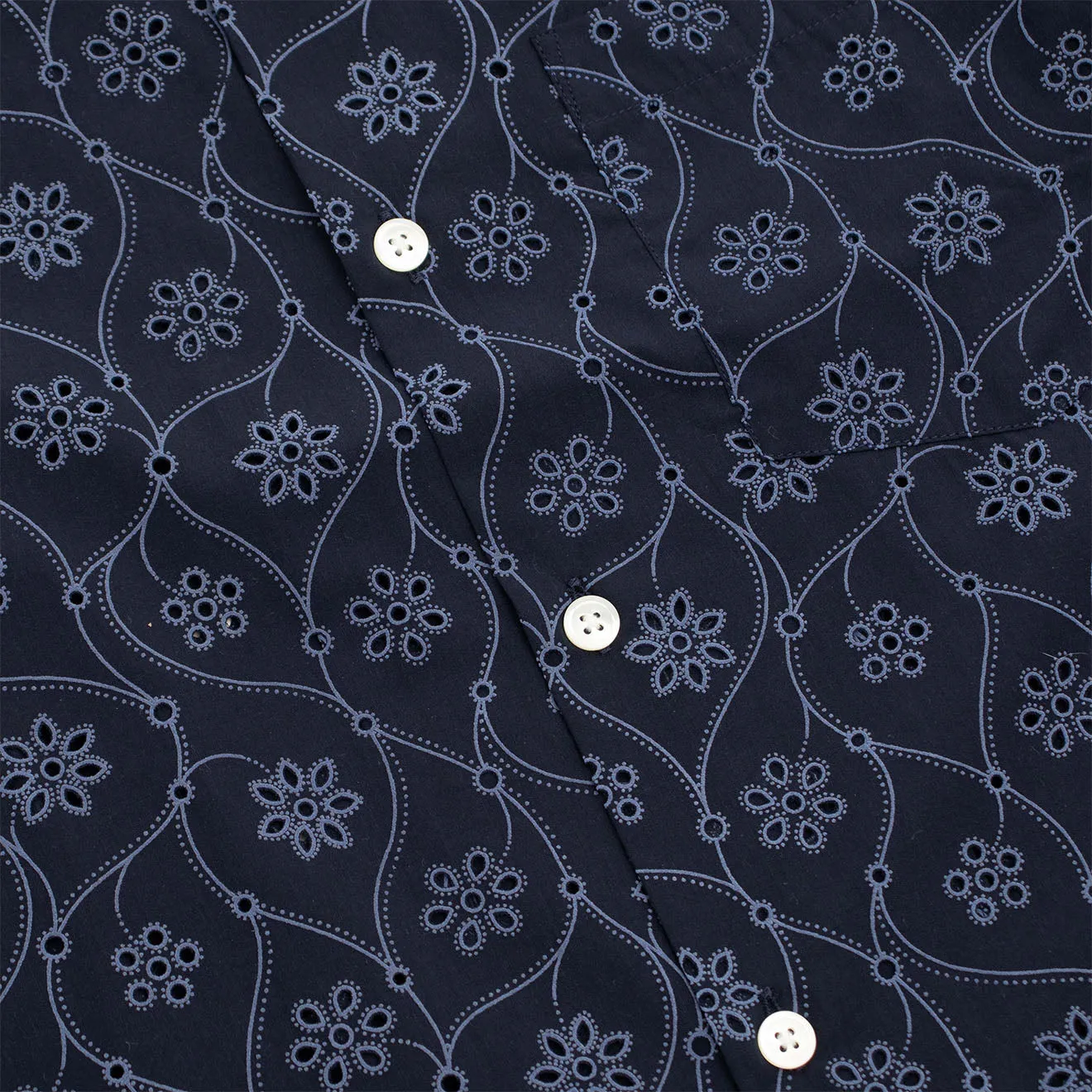 Portuguese Flannel S/S Camp Shirt Rendi Blue Durable Fabric