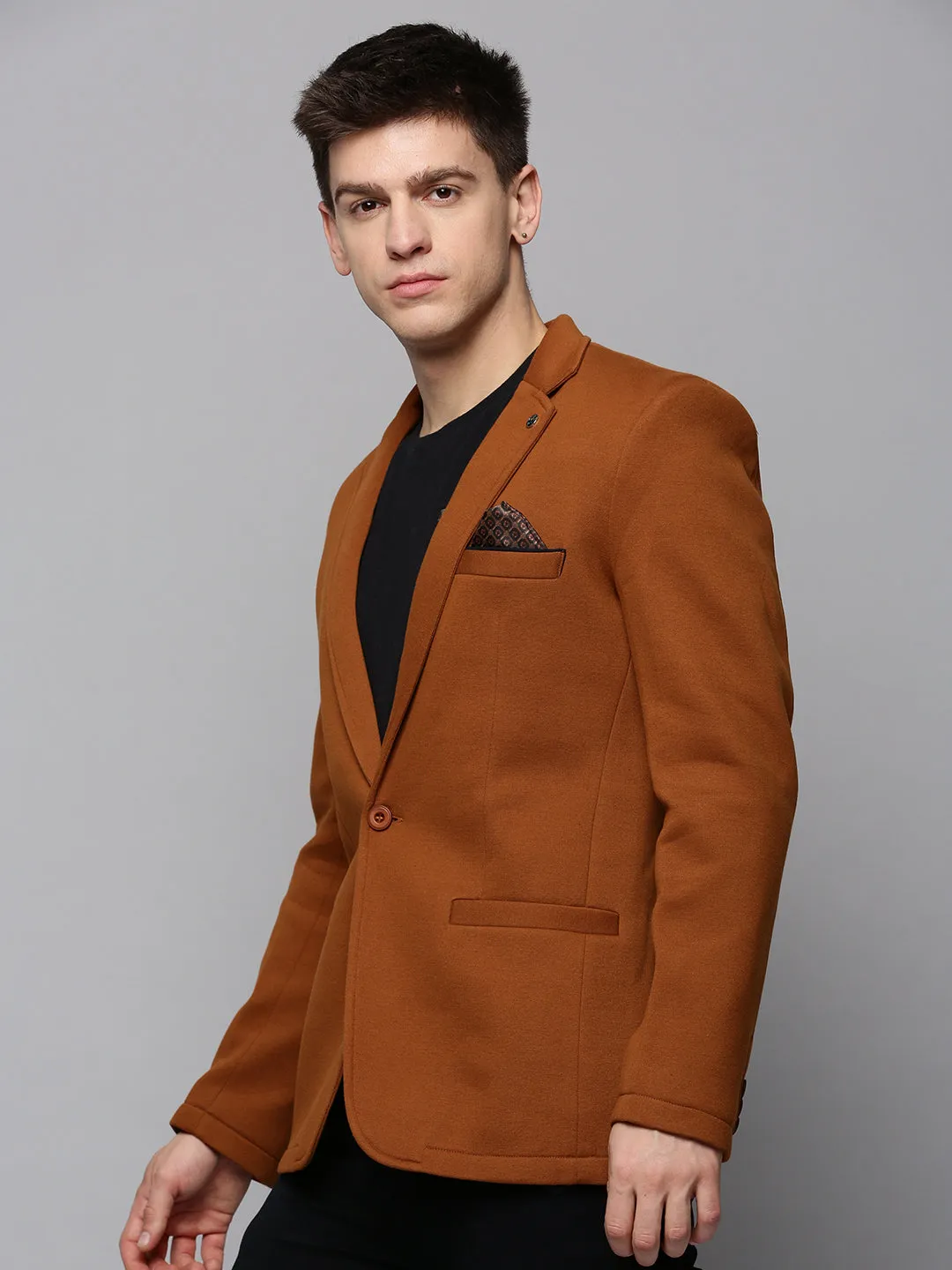 Practical Layer Men's Tan Single-Breasted Casual Blazers