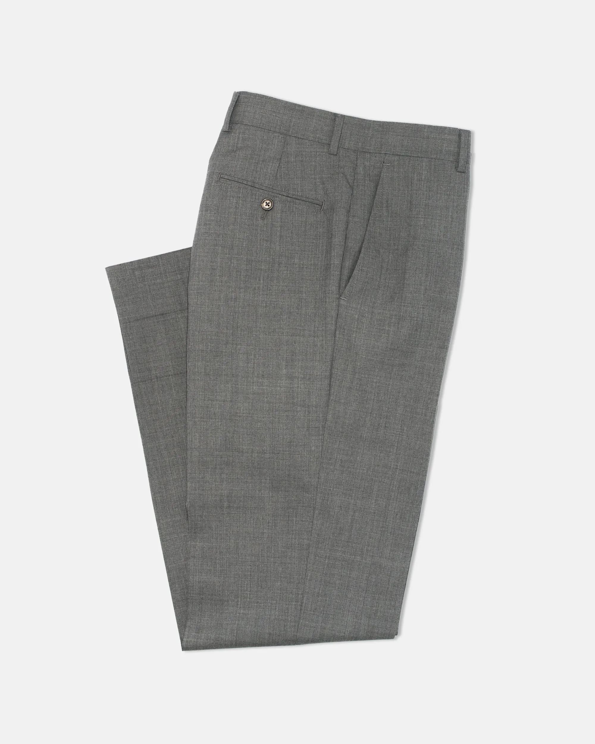 No Iron Timeless Design Made-in-Canada Medium Grey Tropical Wool Trousers