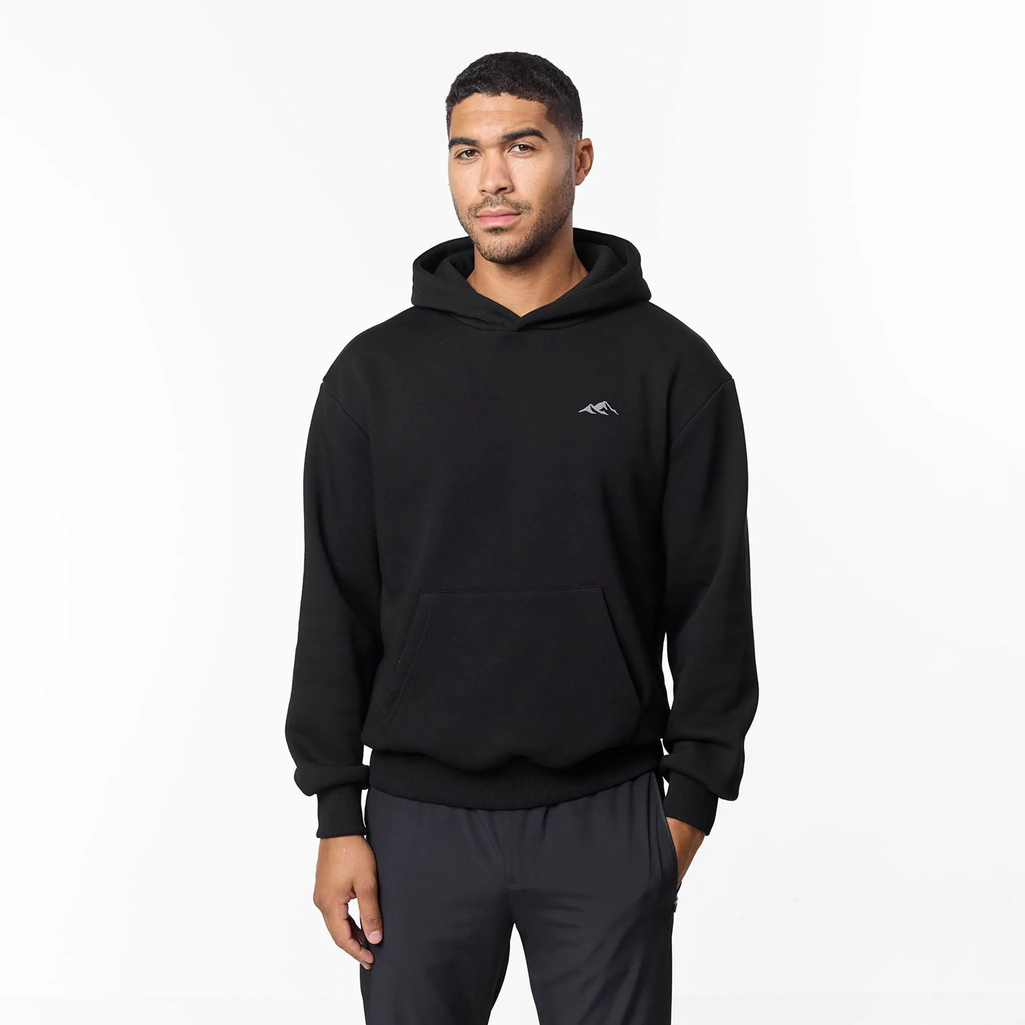 non hooded V-Neck Premium Mountain Hoodie | Black