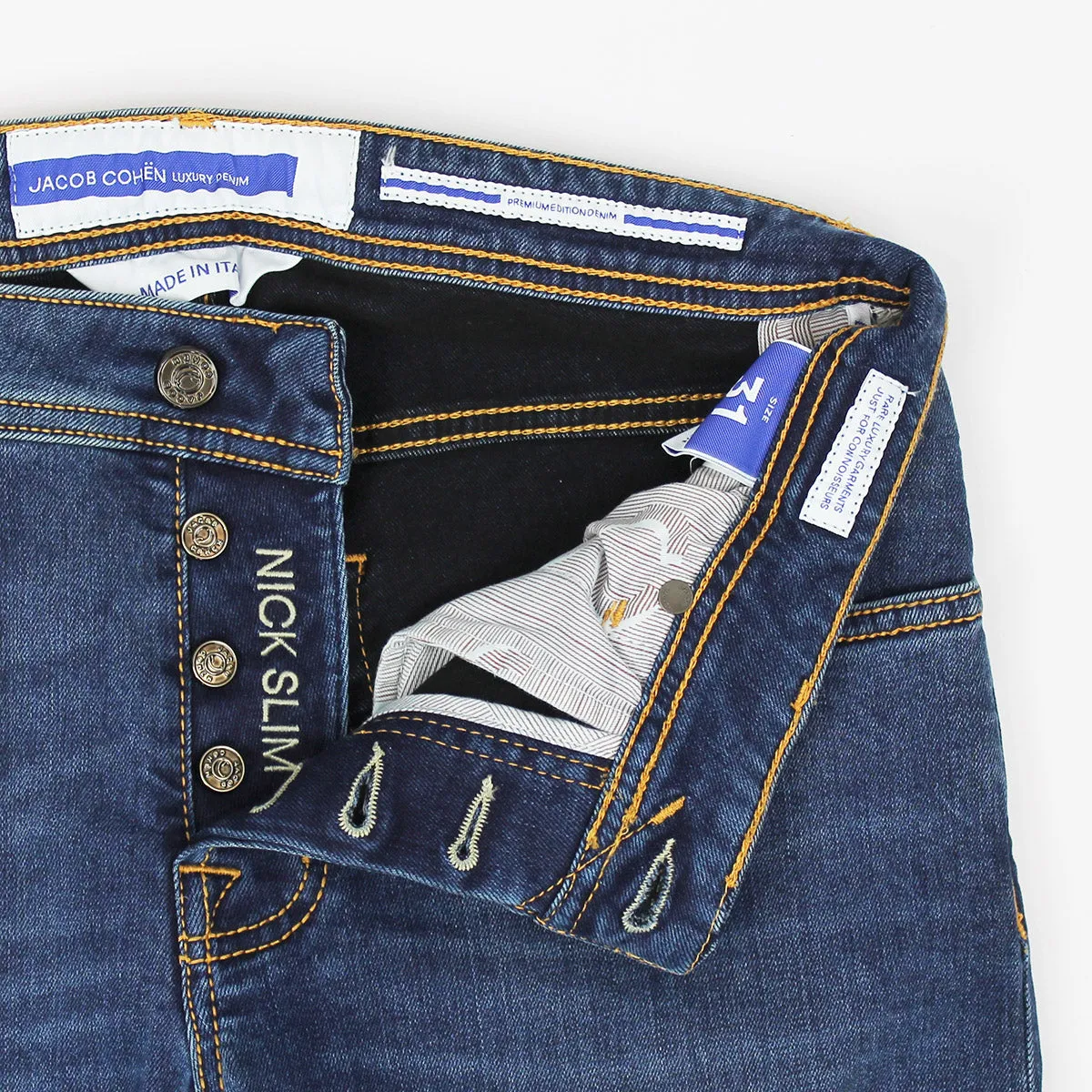Jacob Cohen - M07 Nick Super Slim Blue Jeans with Orange Badge Shopping Day Slim Affordable Autumn Days Breathable