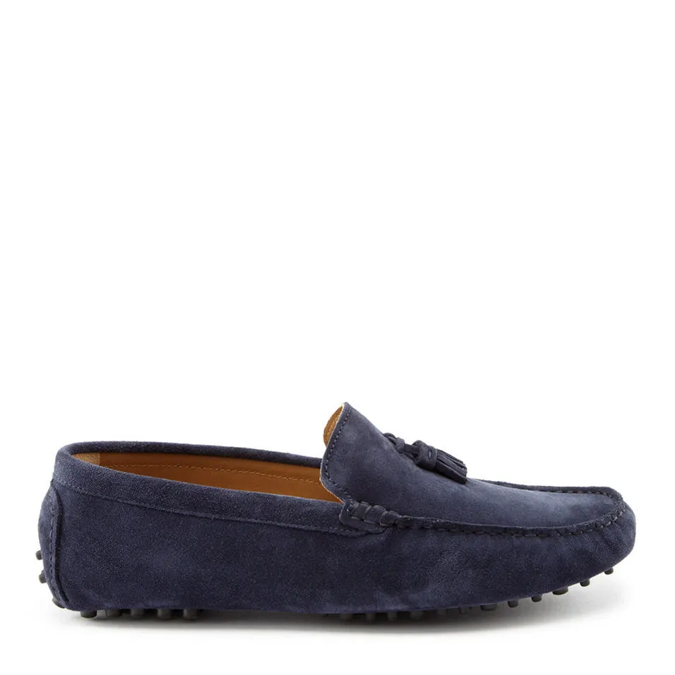 Tasselled Driving Loafers, navy blue suede Soft Cushion