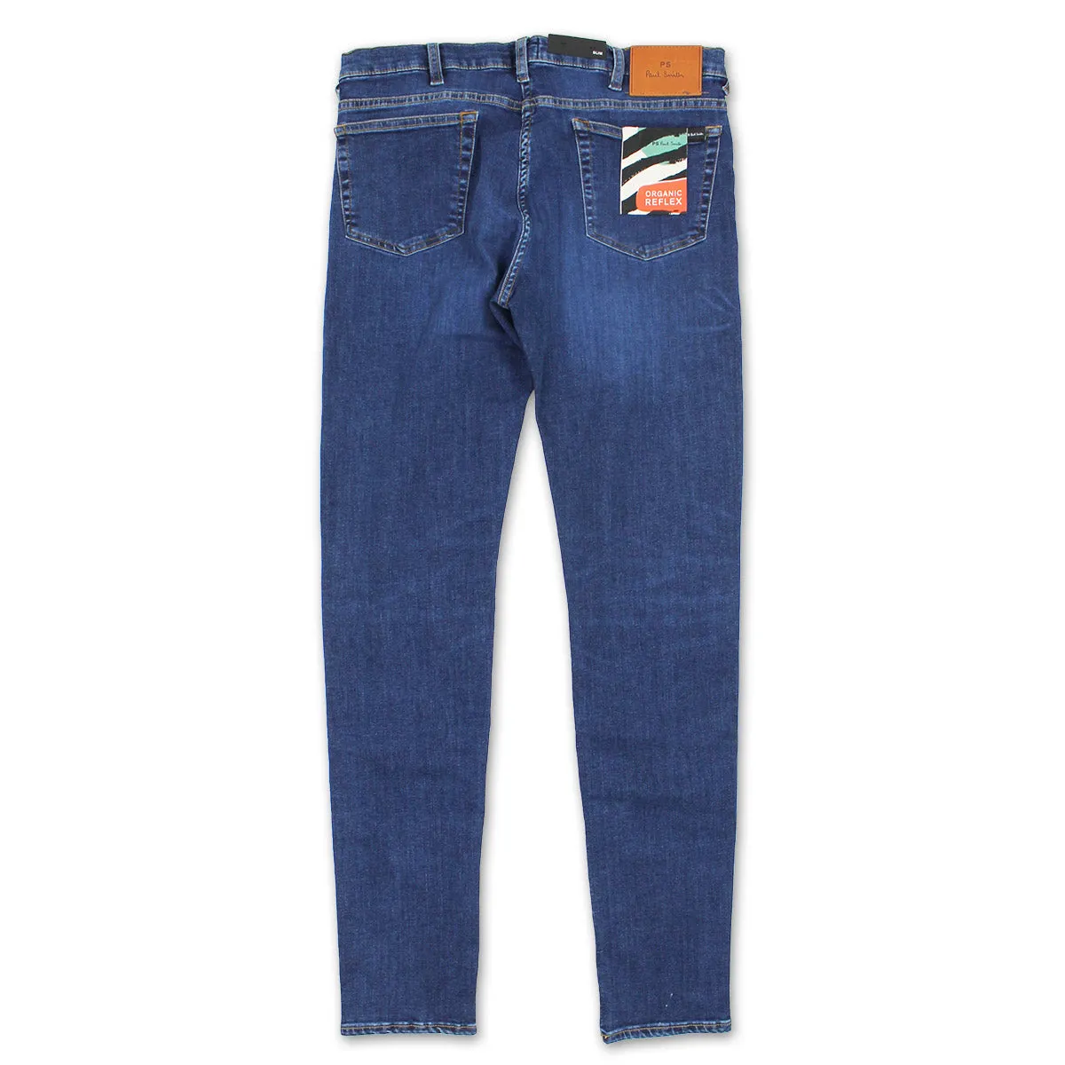 PS Paul Smith - Slim Fit 'Organic Reflex' Jeans in Blue Modern Youth Style Party Look Bartack Stitching