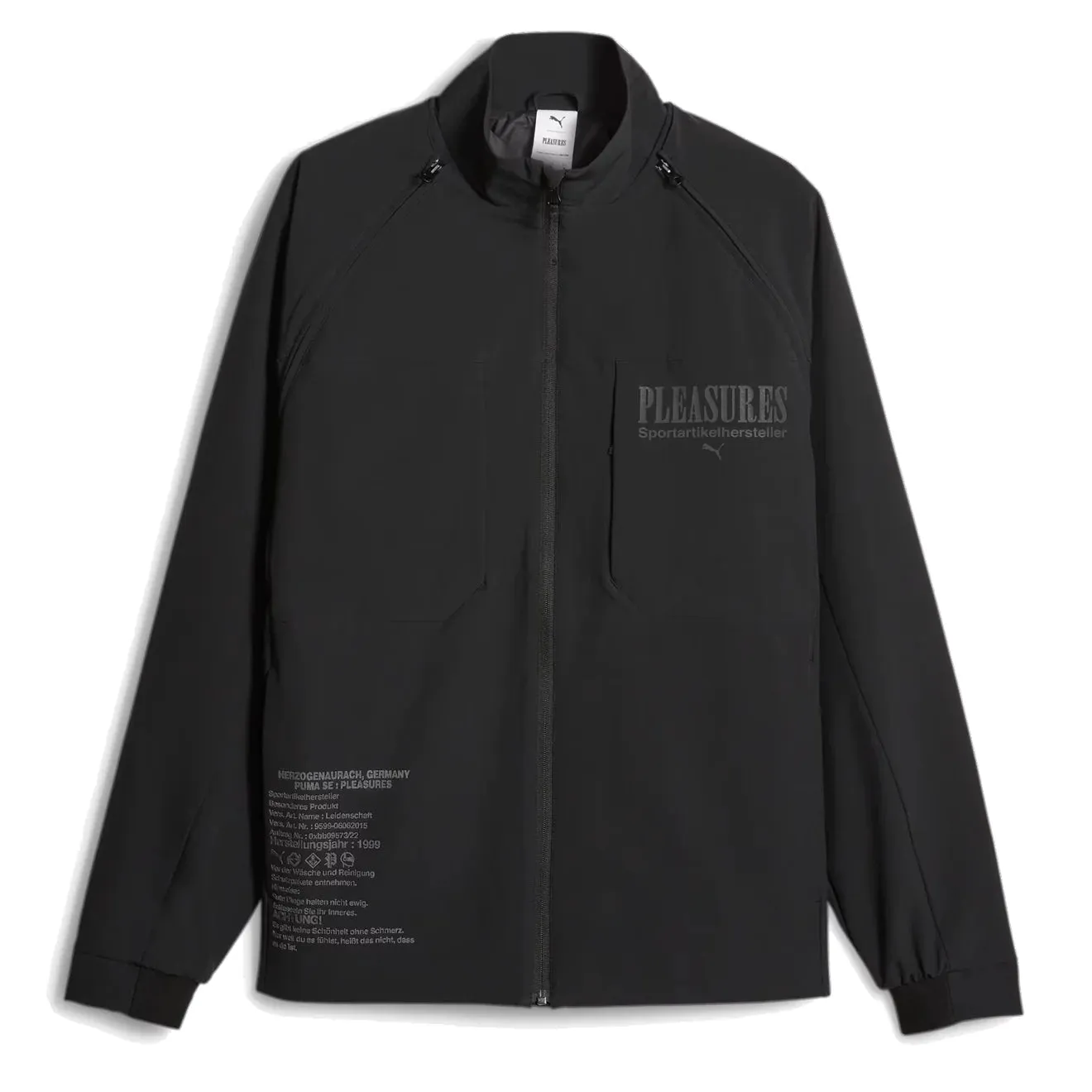 Puma Puma X Pleasures Zip-Off Jacket Puma Black LaserCut Vents Minimal Daily Fit