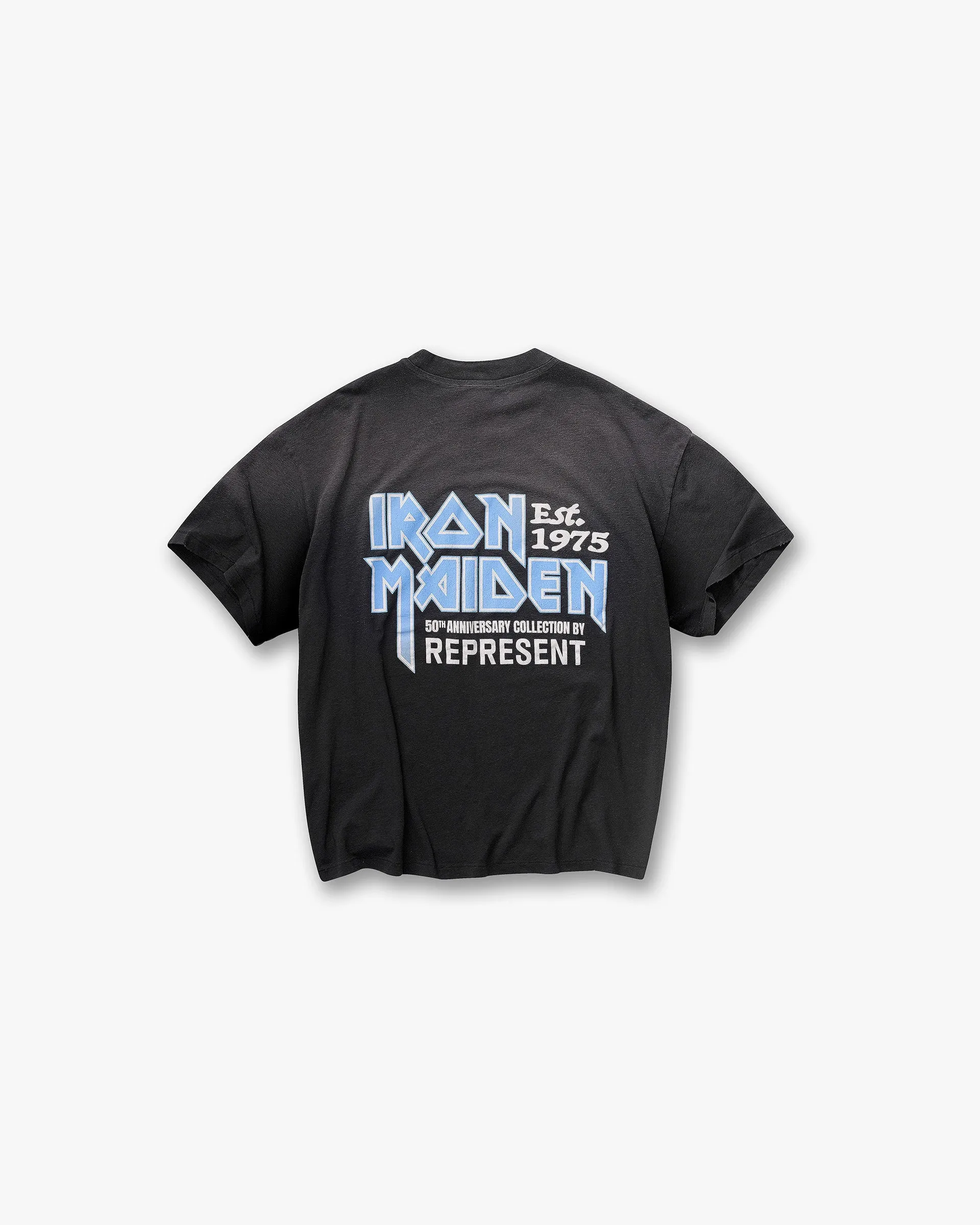 Represent X Iron Maiden Anniversary T-Shirt - Stained Black Linen blend