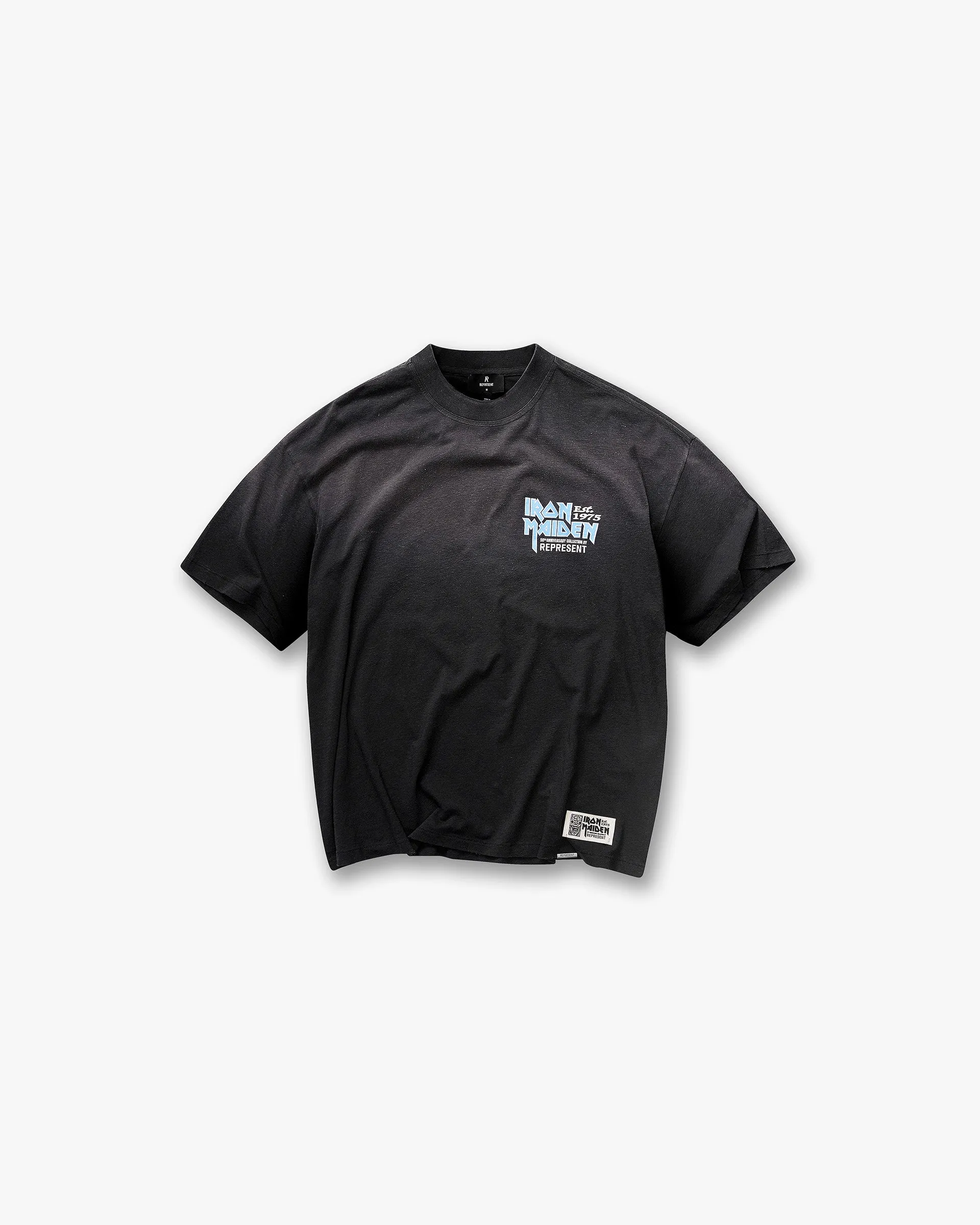 Represent X Iron Maiden Anniversary T-Shirt - Stained Black Vintage Wash