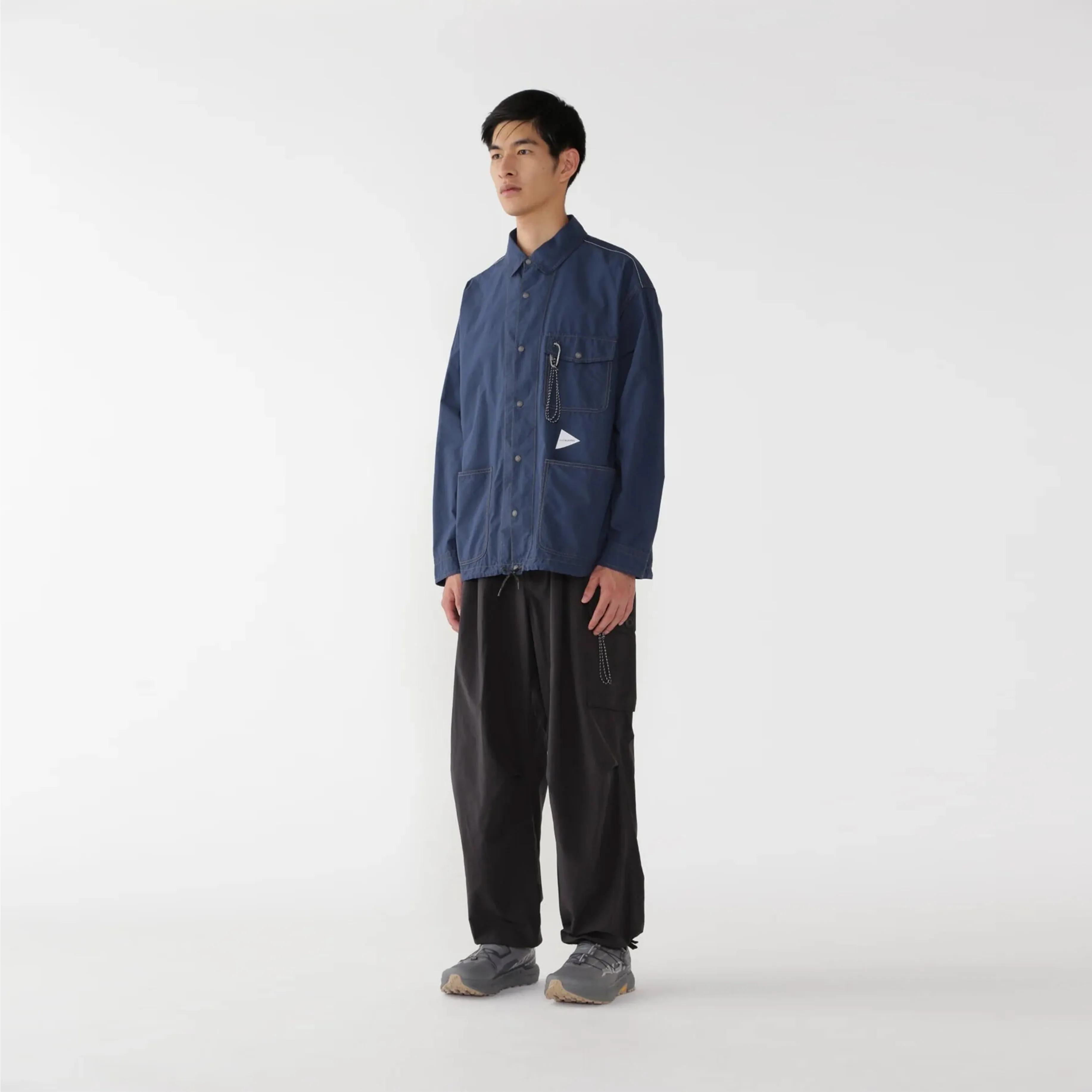 And Wander Cordura Cotton Rip Shirt Jacket Blue Flexible Shoulder Panels Durable Quality