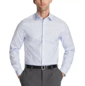 Michael Kors Dress Shirt Men Blue Check Long Sleeve Regular Fit Button-Up FTS247 quick dry Matte Look