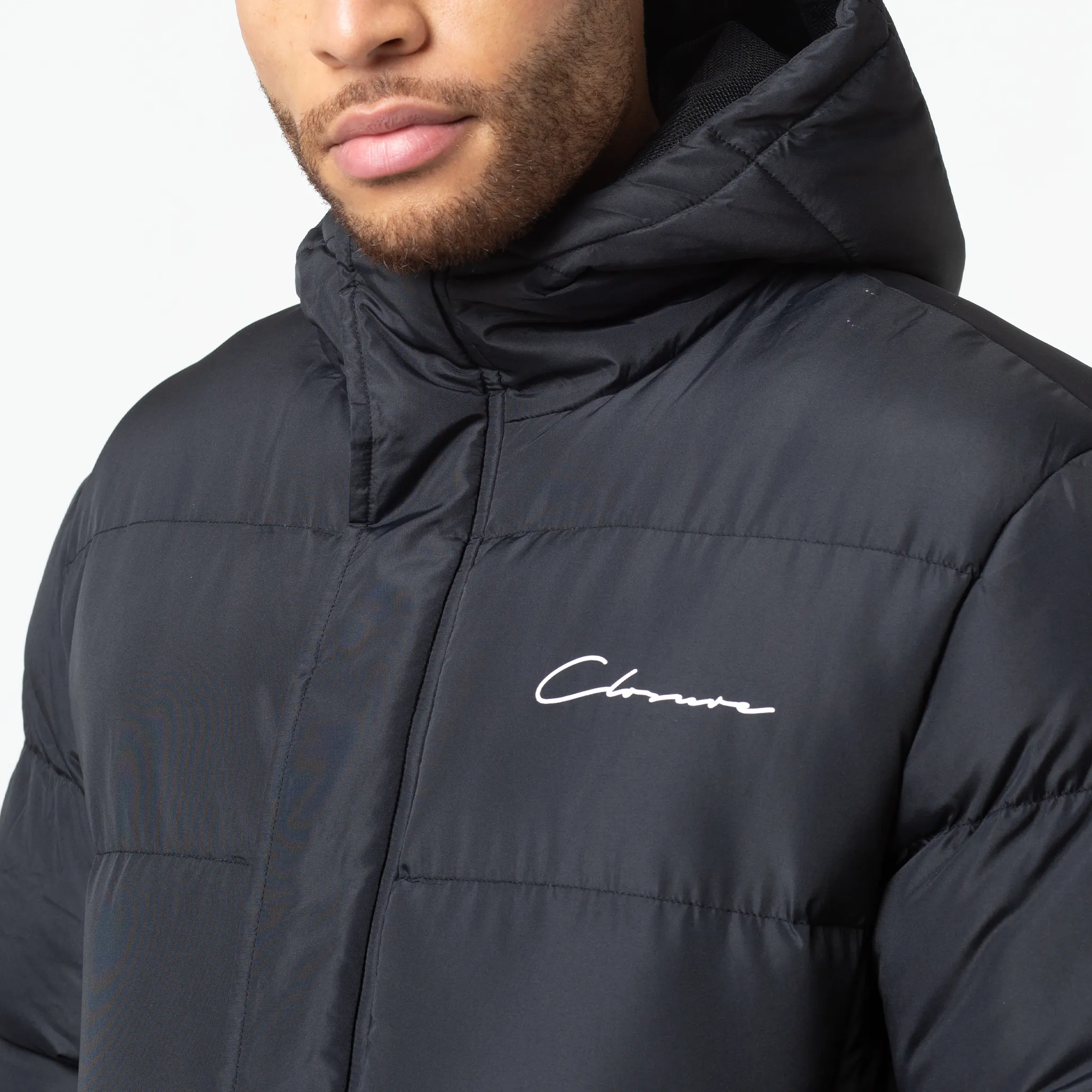 Modern Functional Design Long Puffer Parka | Black