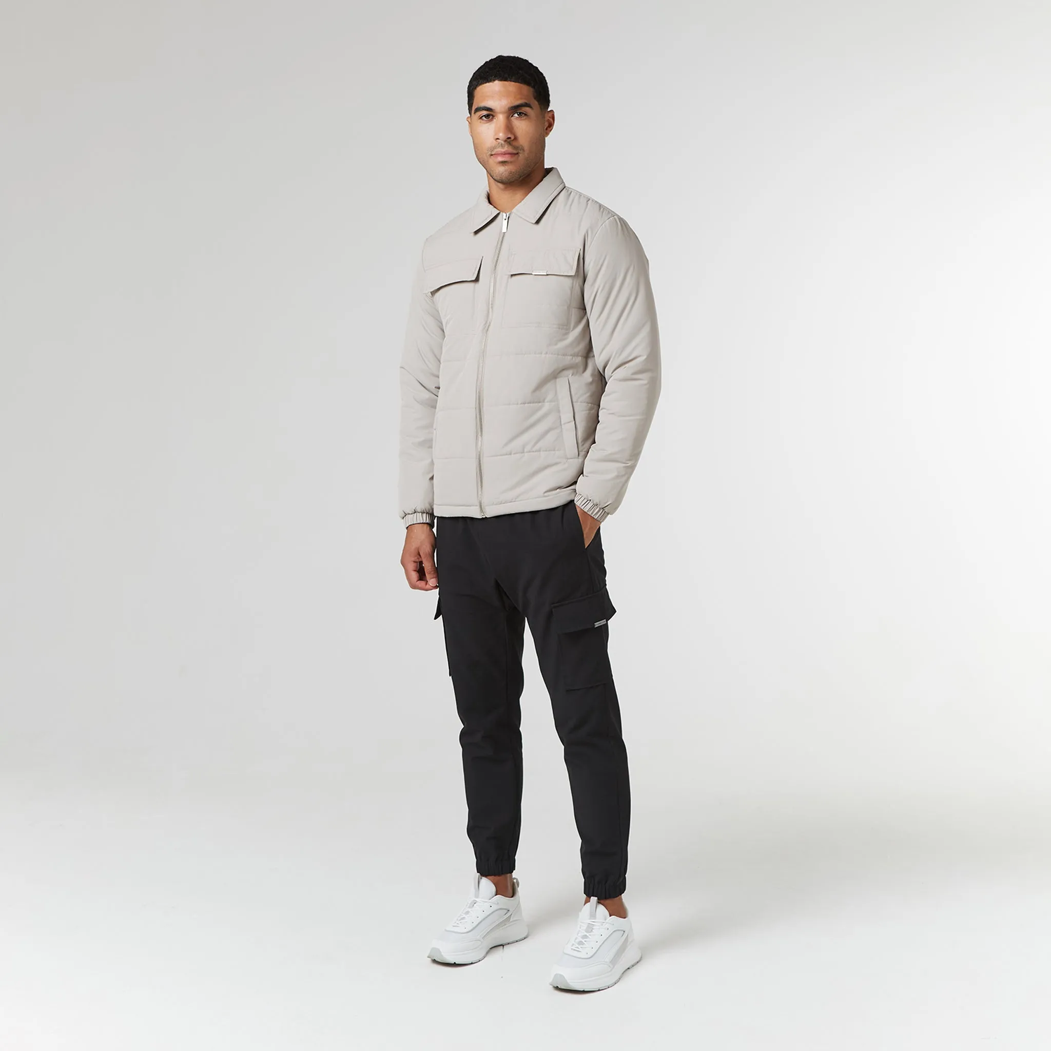 Unisex Casual Fit Quilted Overshirt Jacket | Stone