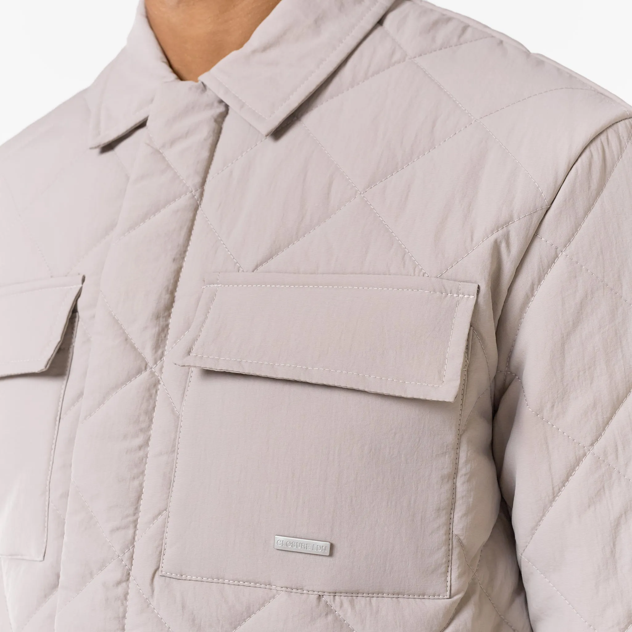 Quilted Overshirt Jacket | Stone AntiStaticCoating