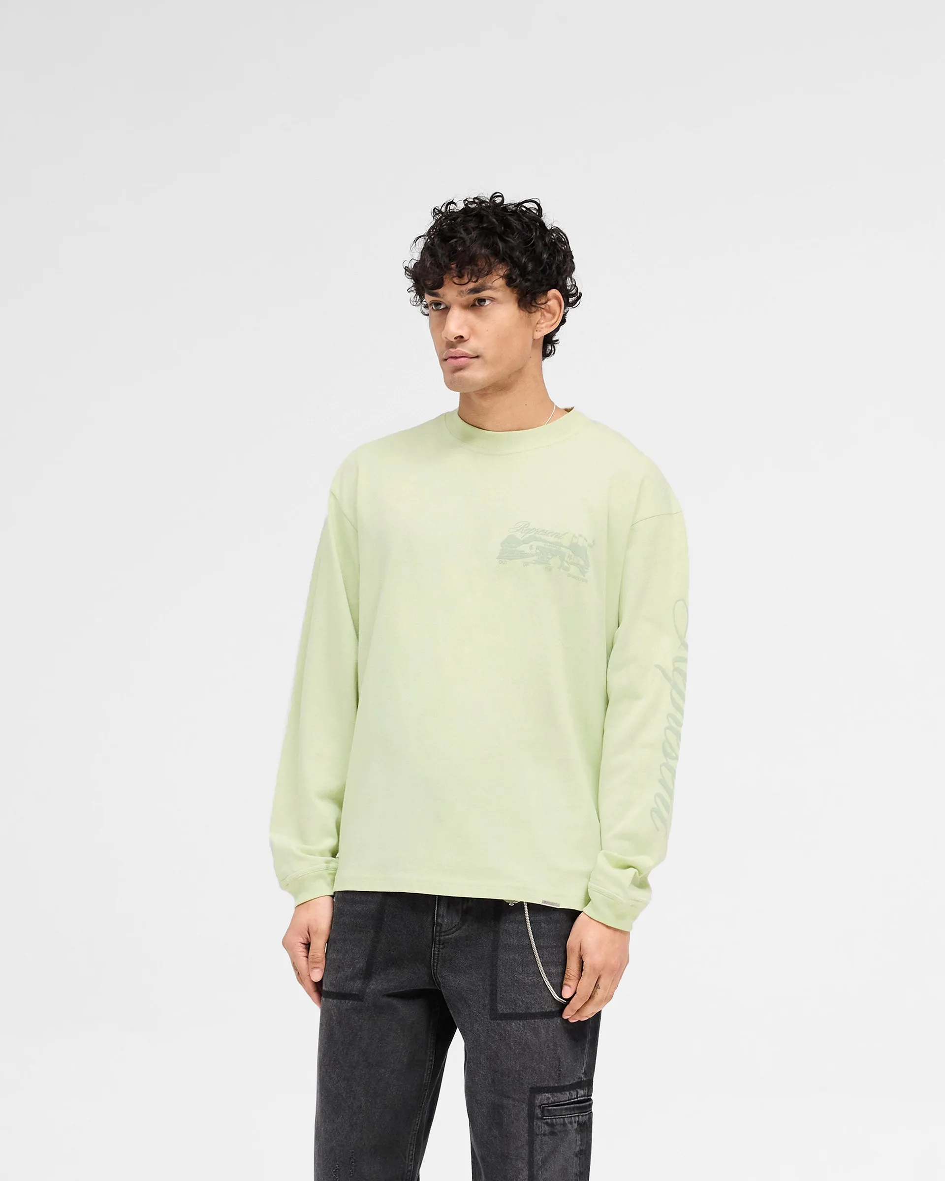 Raceway Long Sleeve T-Shirt - Matcha Cashmere combination Perfect For Relaxing