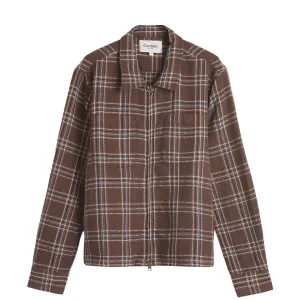 Sustainable Design Wrinkle Resistant Finish Corridor Venice Plaid Zip Shirt Brown
