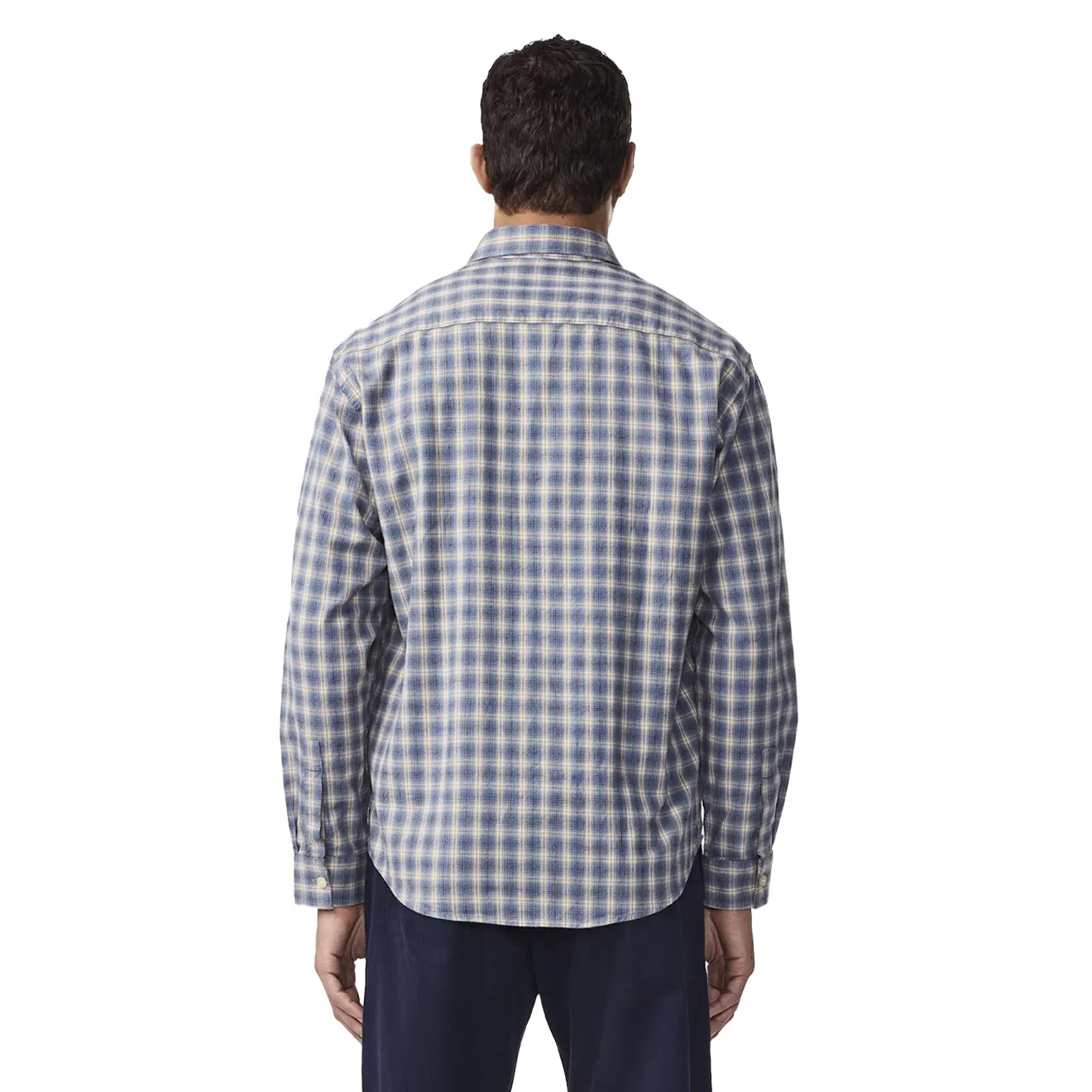 NN07 Deon Flannel Shirt Blue Check Reinforced Seams