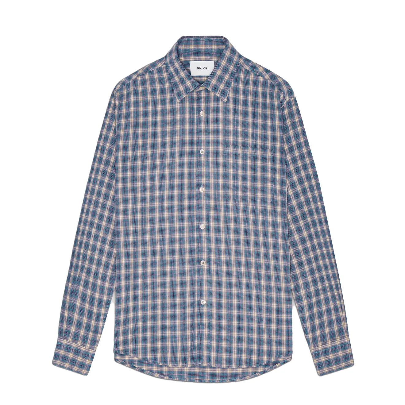 Recycled Polyester Blend Contemporary Design NN07 Deon Flannel Shirt Blue Check