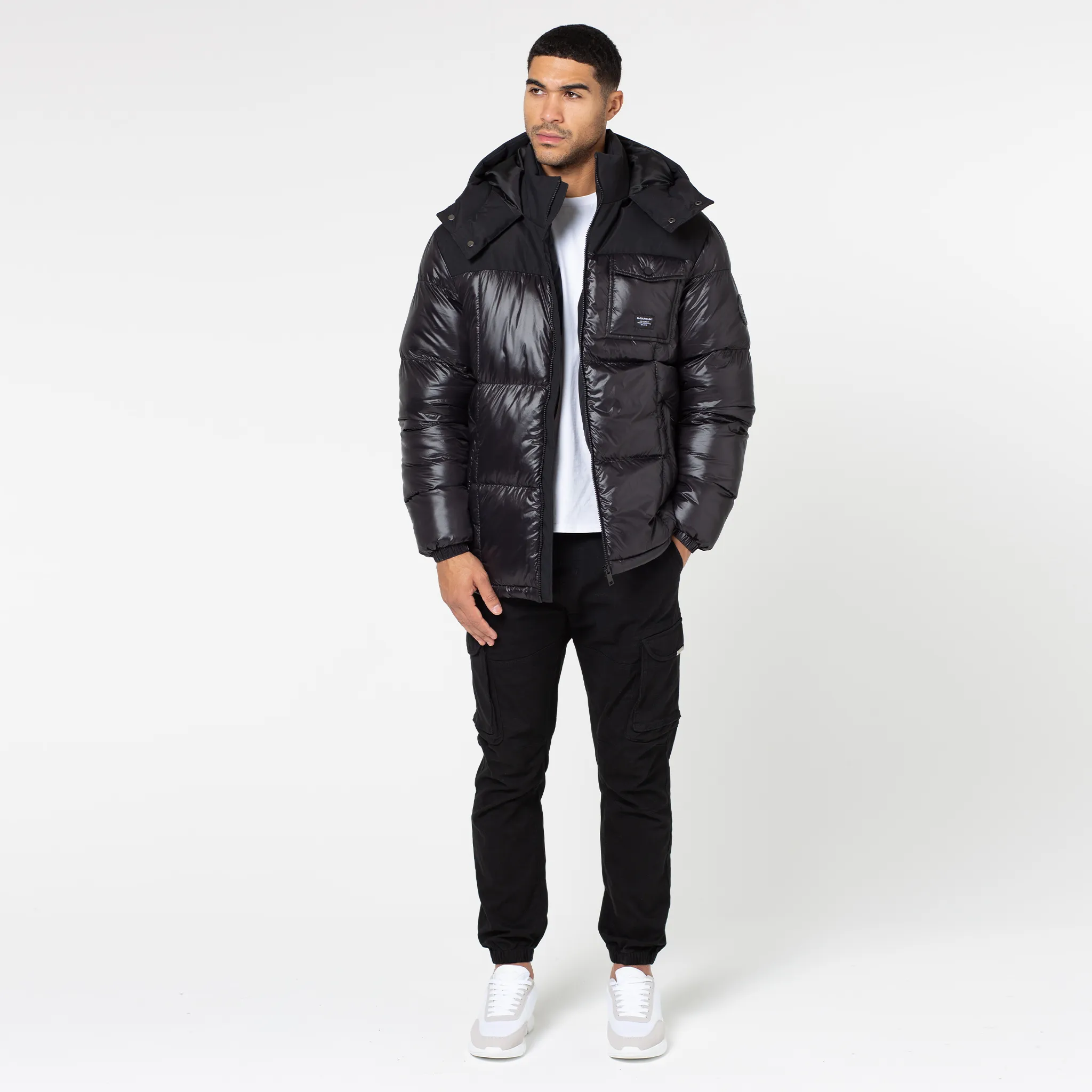 Easy Wear Pocket Puffer Jacket | Black Shine