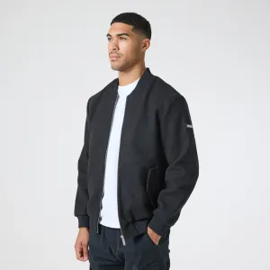 Sustainable Packaging Faux Wool Smart Bomber | Black