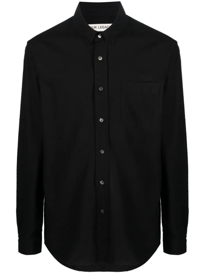 Anti Pill Technology Petite Cut Black Silk Classic Collar Shirt