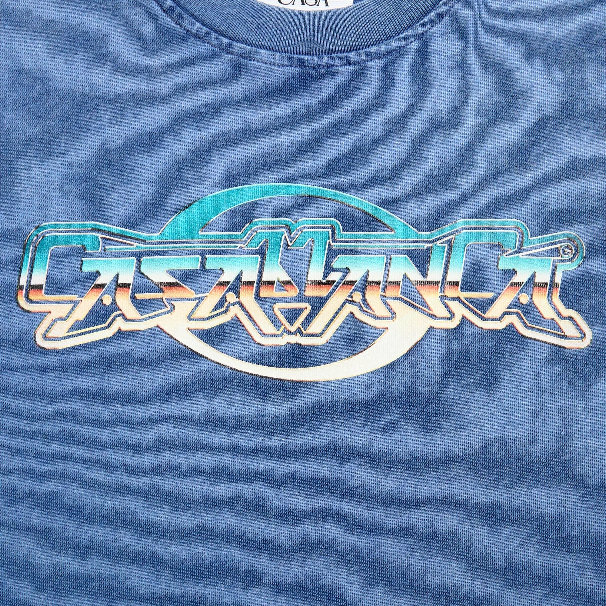 Casablanca Chrome Text Printed Oversized Tee - Navy Long sleeved warmth Seasonal Smart