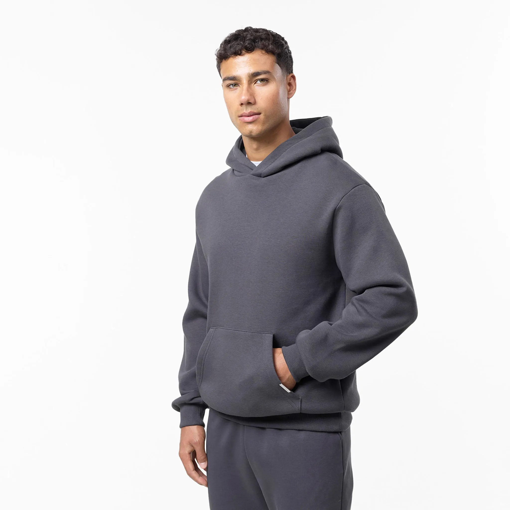 Relaxed Fit Hoodie | Dark Grey V neck Fashionable