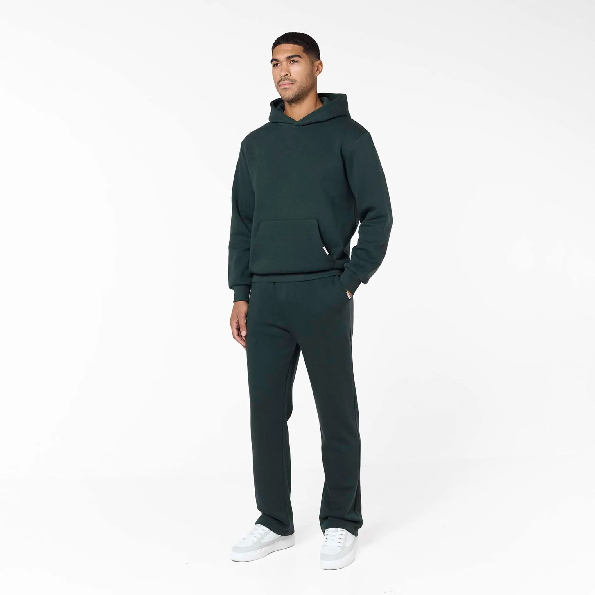 Tailored Fit Relaxed Fit Hoodie | Forest Green