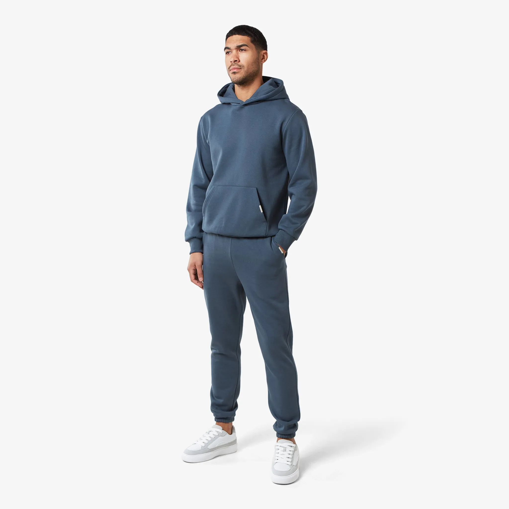Relaxed Fit Hoodie | Steel Blue goes with sneakers