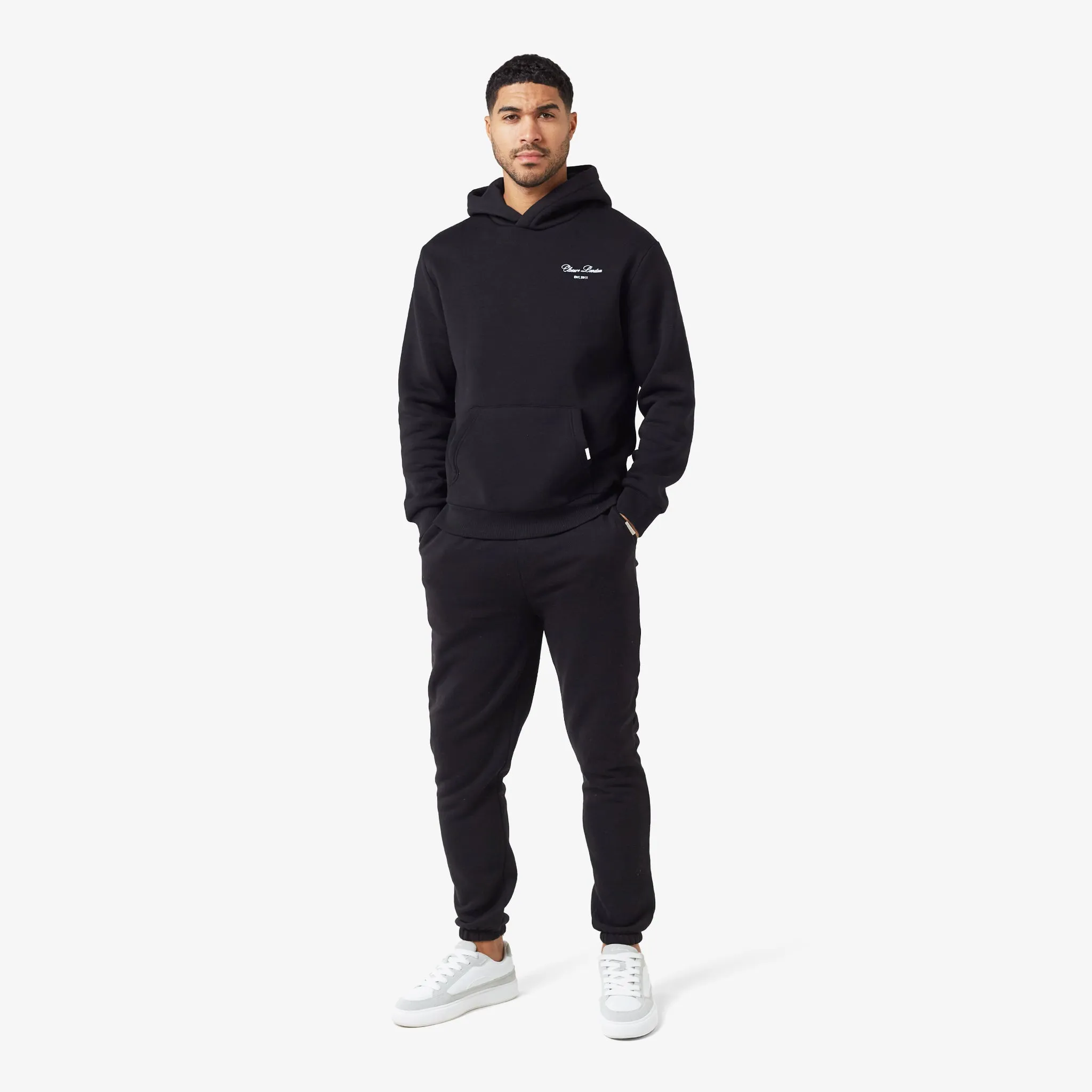 Houndstooth Pullover Relaxed Fit Signature Hoodie | Black