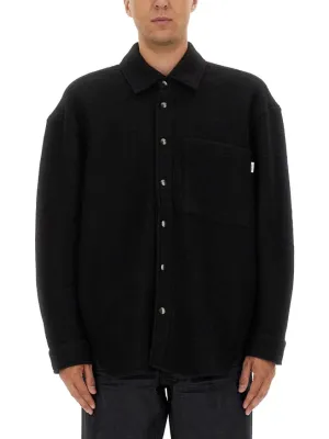 Anti Pill Technology Relaxed Fit Wool Blend Overshirt With Classic Collar
