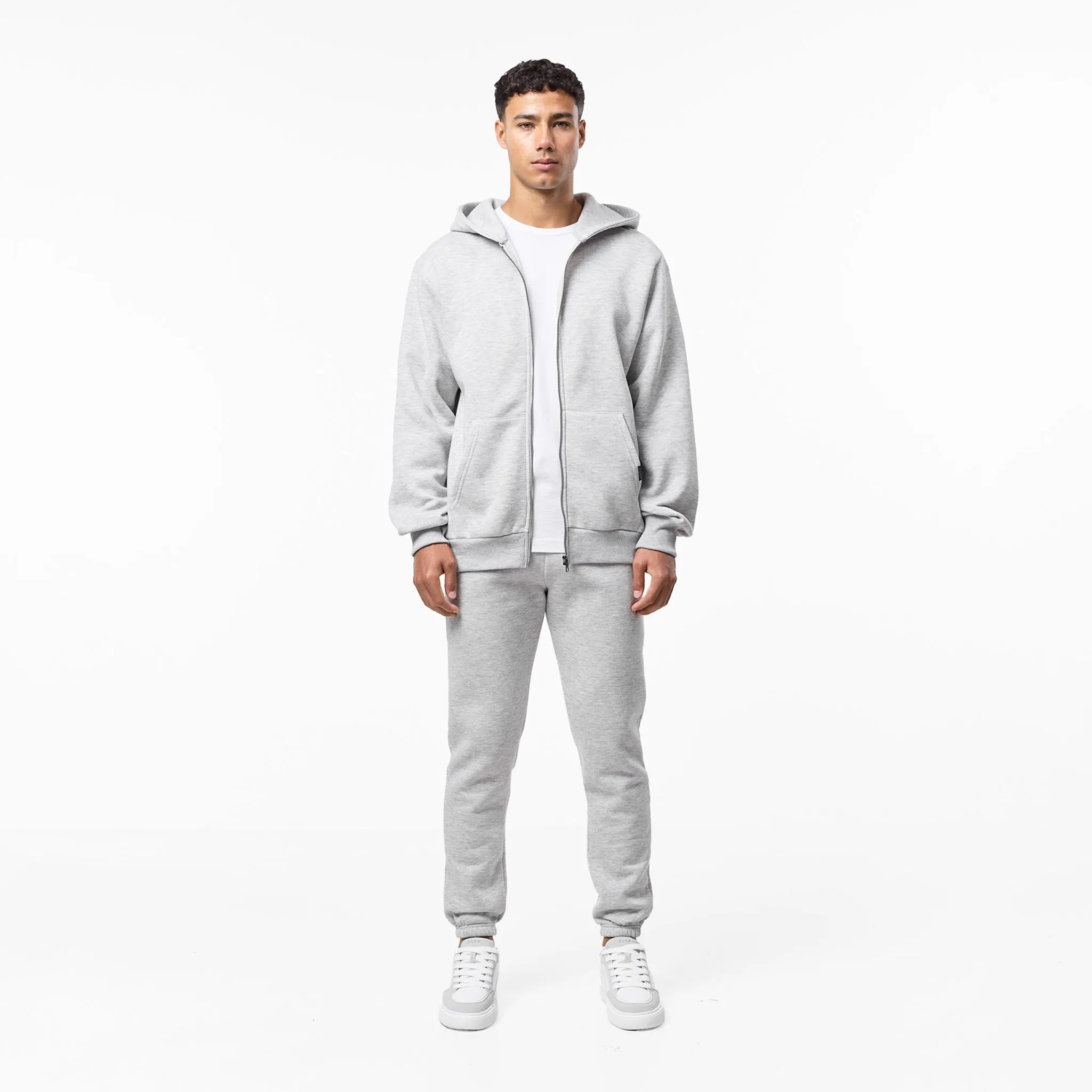 Home friendly Relaxed Full Zip Hoodie | Grey Marl