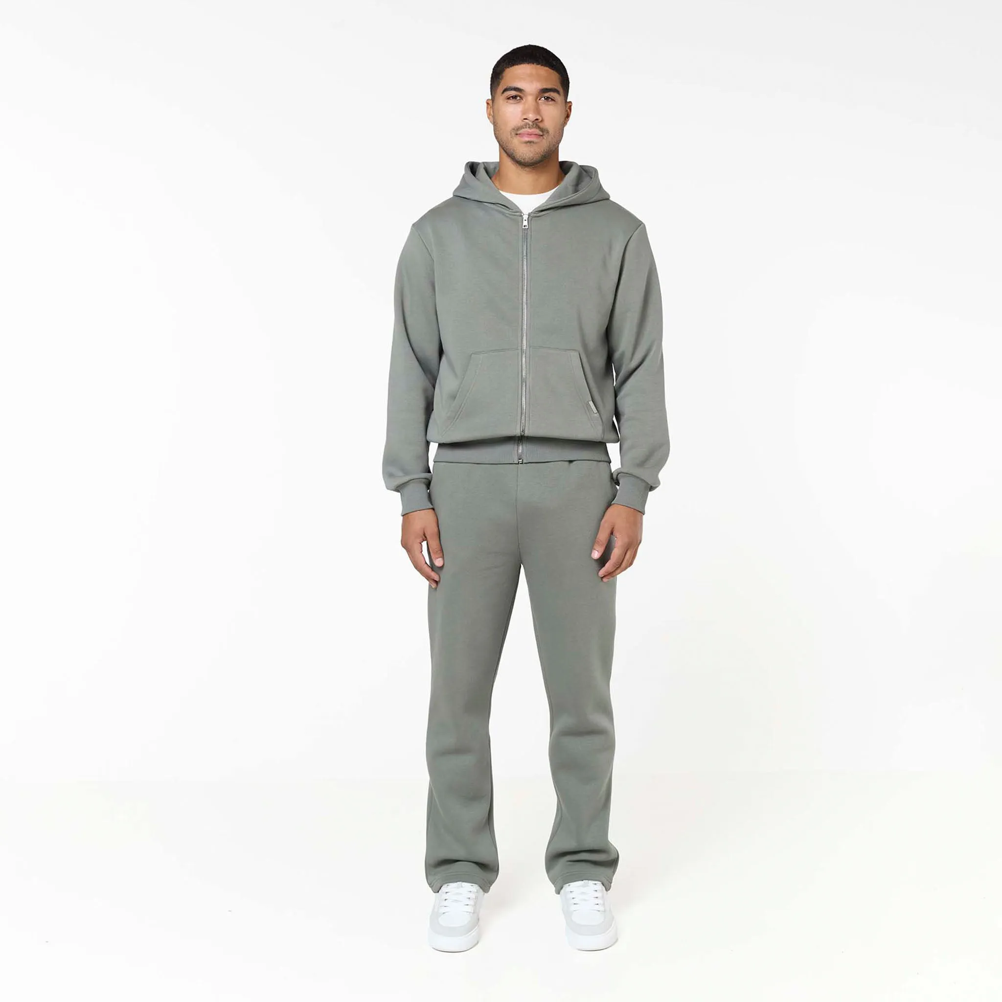 Trendy Relaxed Full Zip Hoodie | Khaki