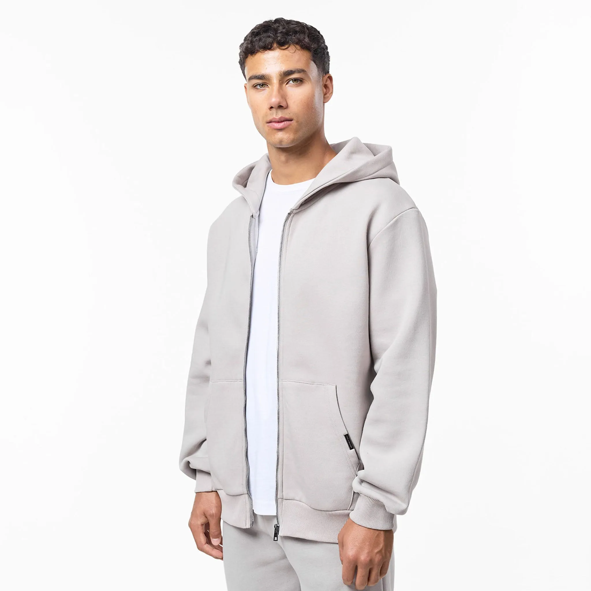 Minimalist Wear Relaxed Full Zip Hoodie | Stone