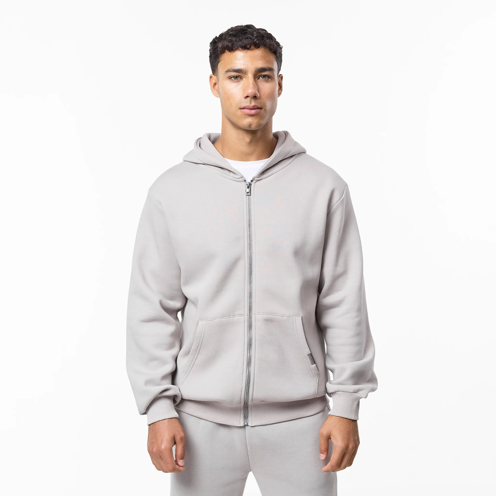 product eyewear protection Relaxed Full Zip Hoodie | Stone