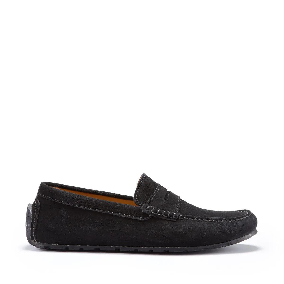 Tyre Sole Penny Driving Loafers, black suede Street Fest Air Step