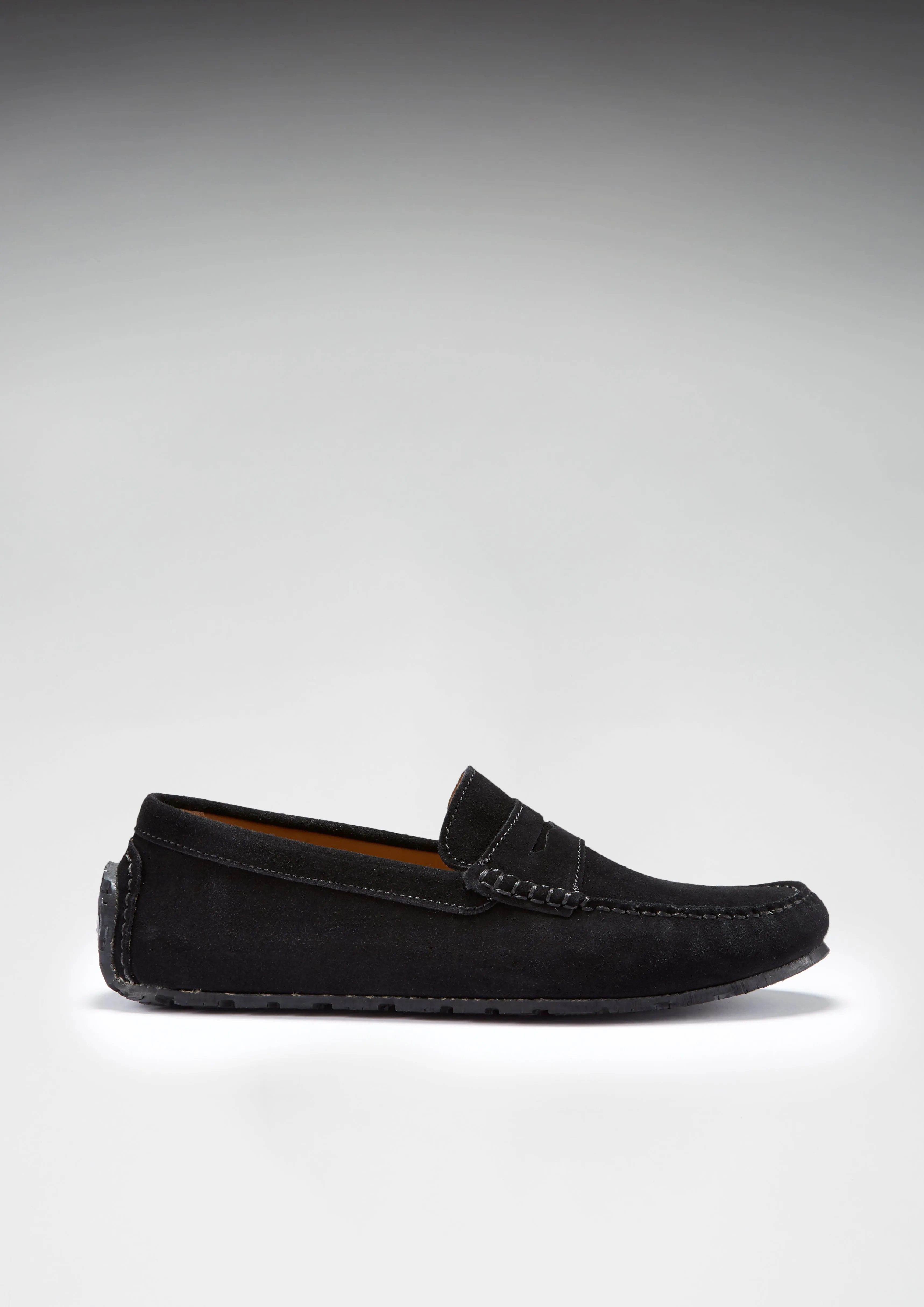 Foot Power Tyre Sole Penny Driving Loafers, black suede