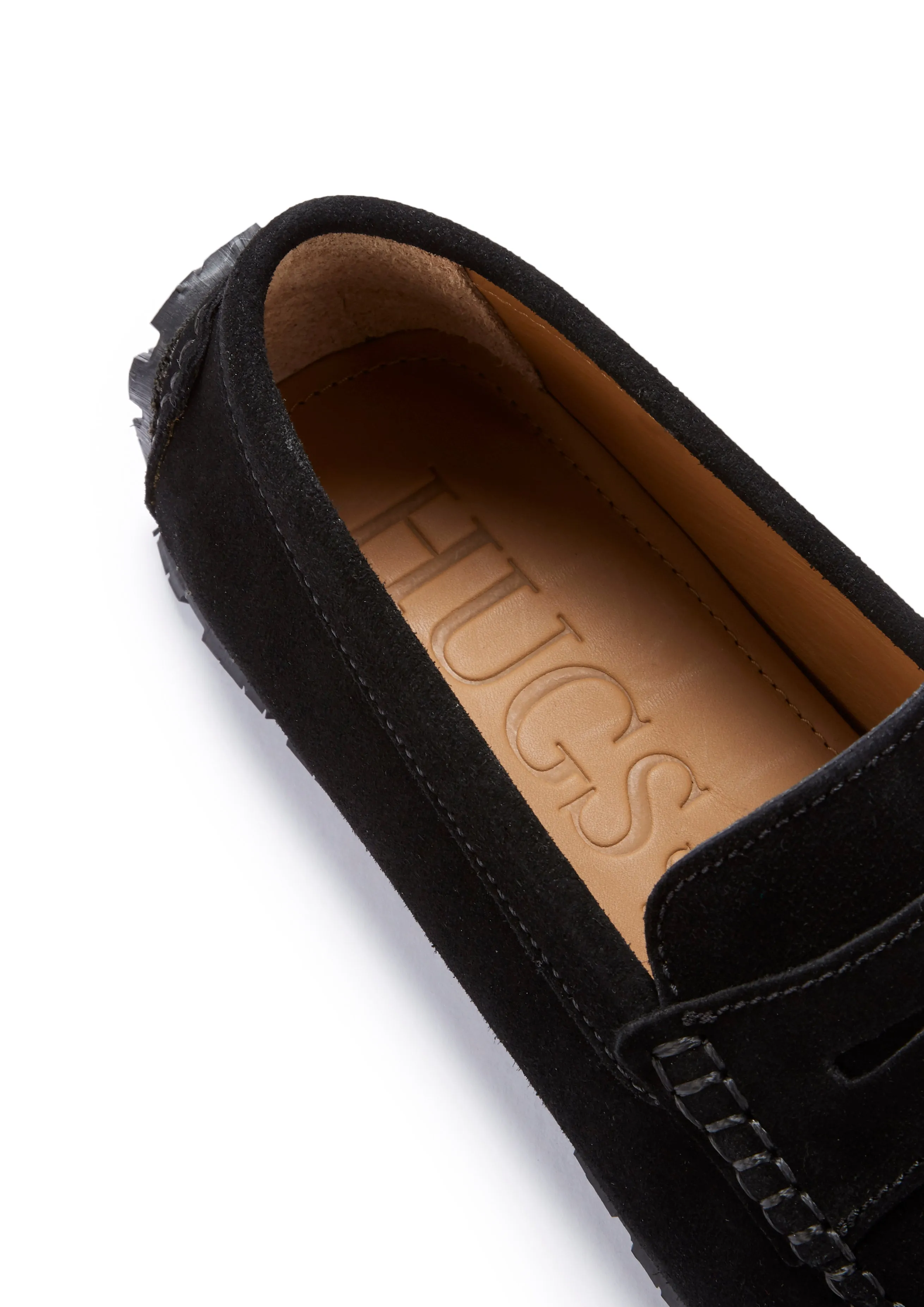 Tyre Sole Penny Driving Loafers, black suede City Event