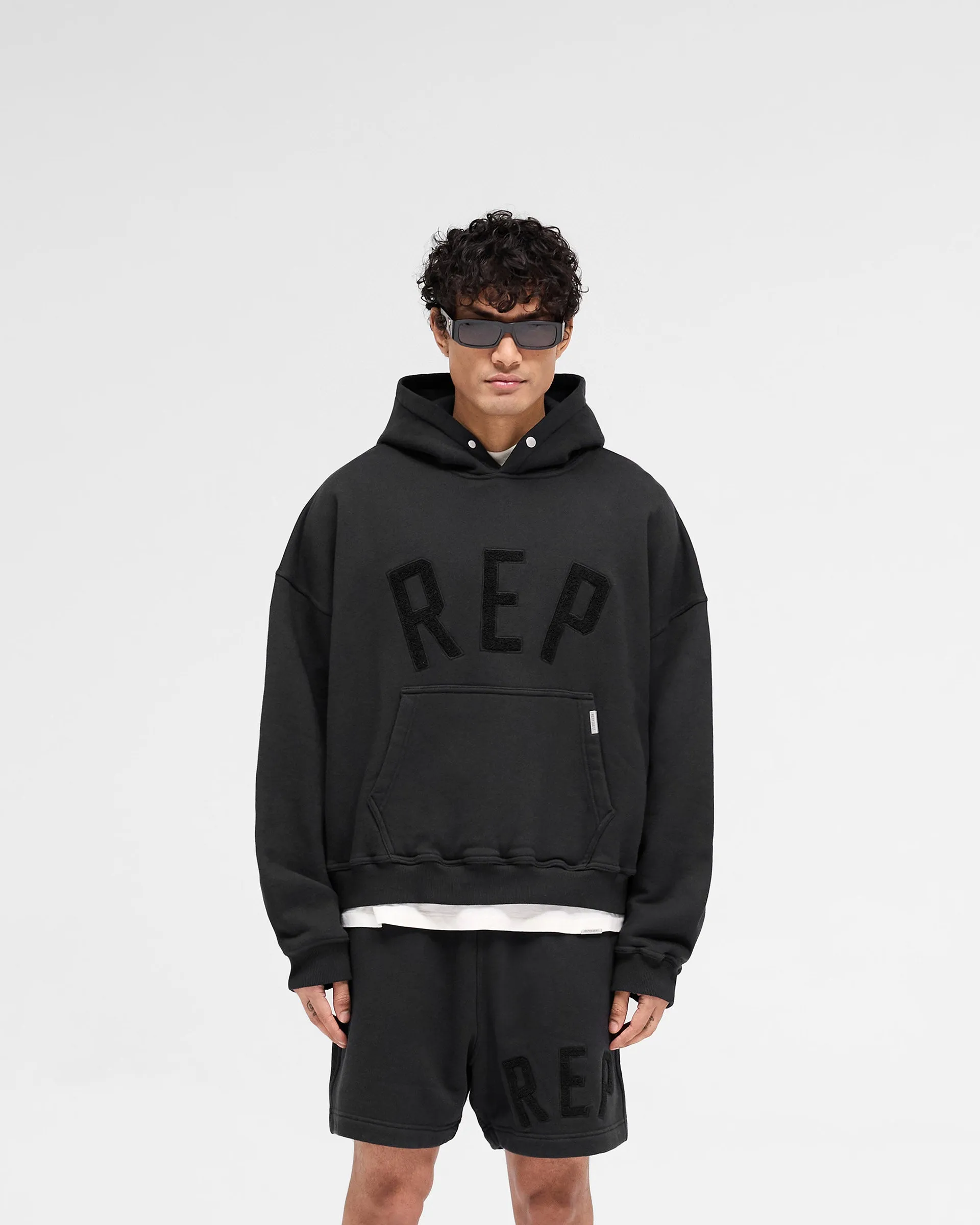 Rep Applique Hoodie - Off Black Silk