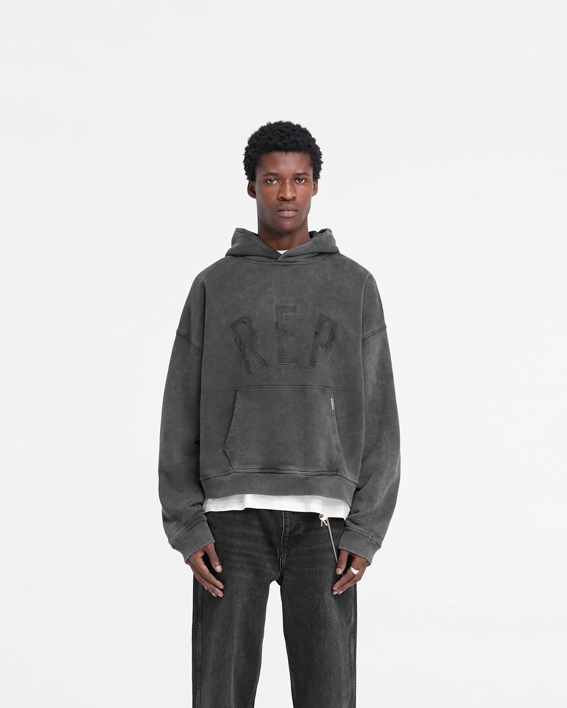 Rep Applique Hoodie - Vintage Black Versatile Piece Hiking wear