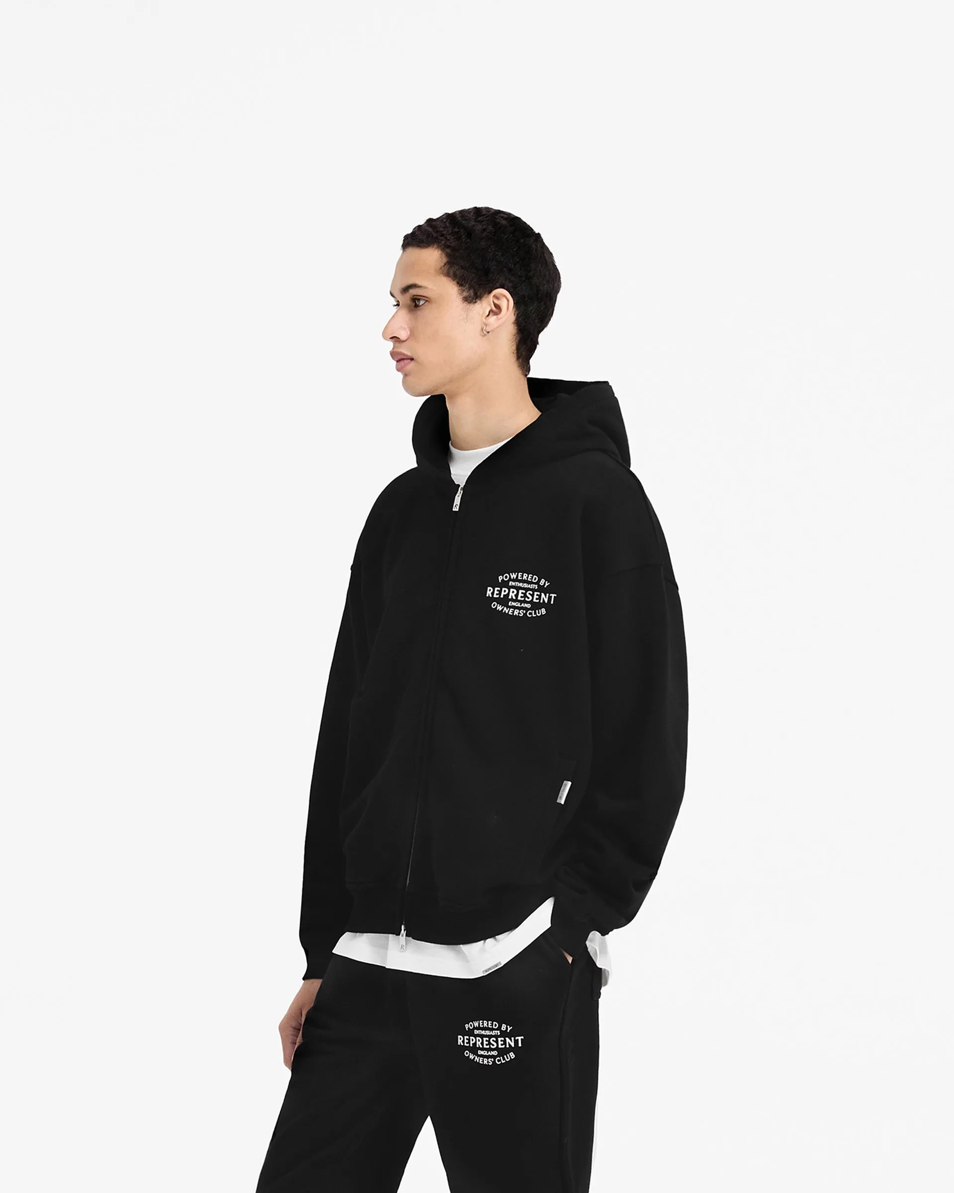 packable Represent Owners Club Stamp Zip Up Hoodie - Jet Black