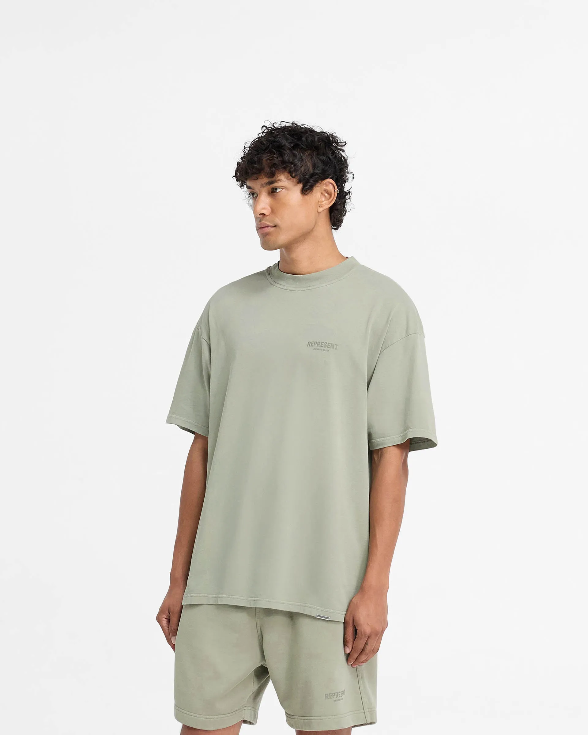Represent Owners Club T-Shirt - Pastel Green Drop Shoulder Cut