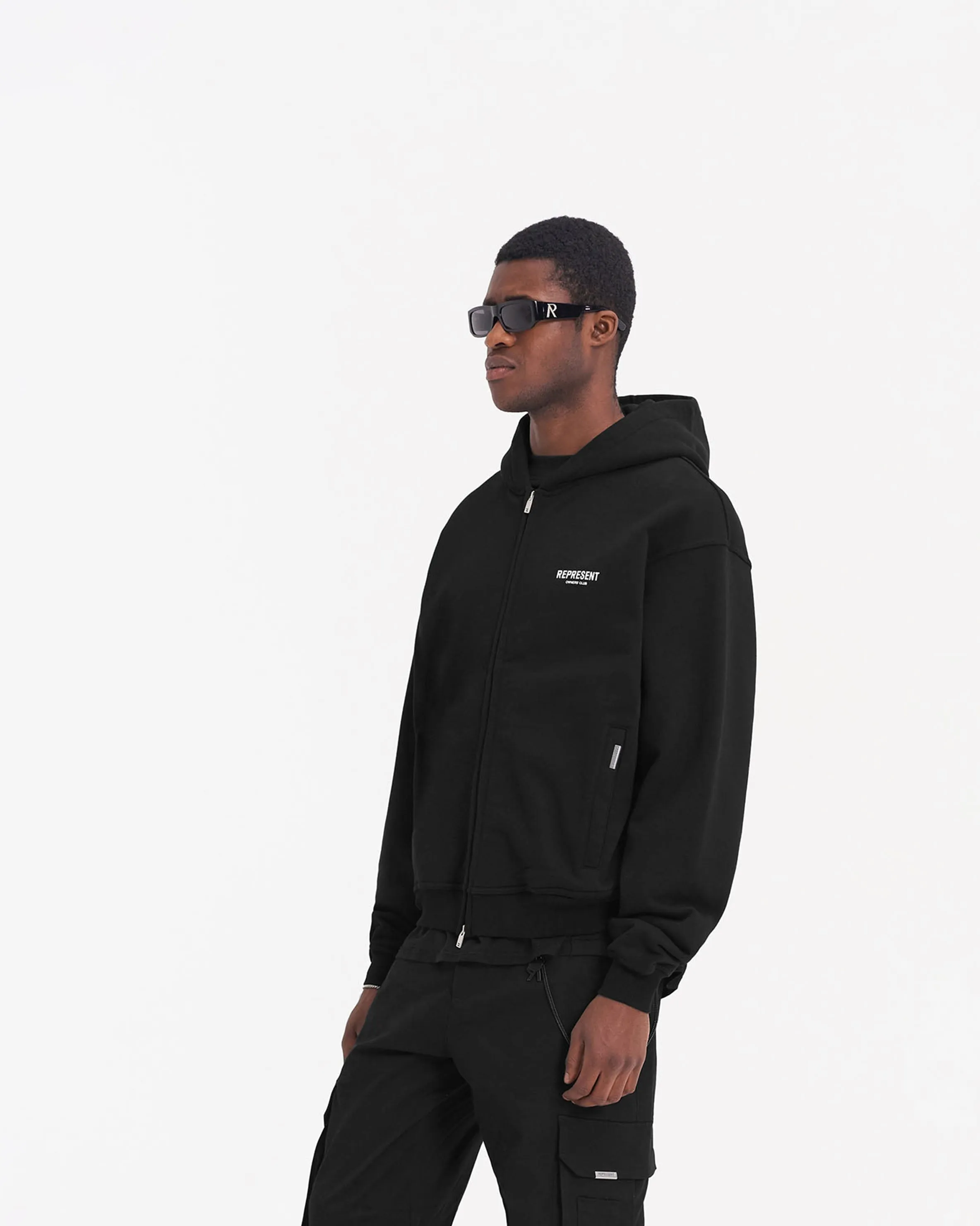 Represent Owners Club Zip Hoodie - Black Classic Minimal